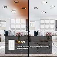 Vista 4 de CycevSun Paquete de 12 luces empotrables negras de 6 pulgadas con luz nocturna, luz descendente de oblea ultrafina sin lata, para interiores