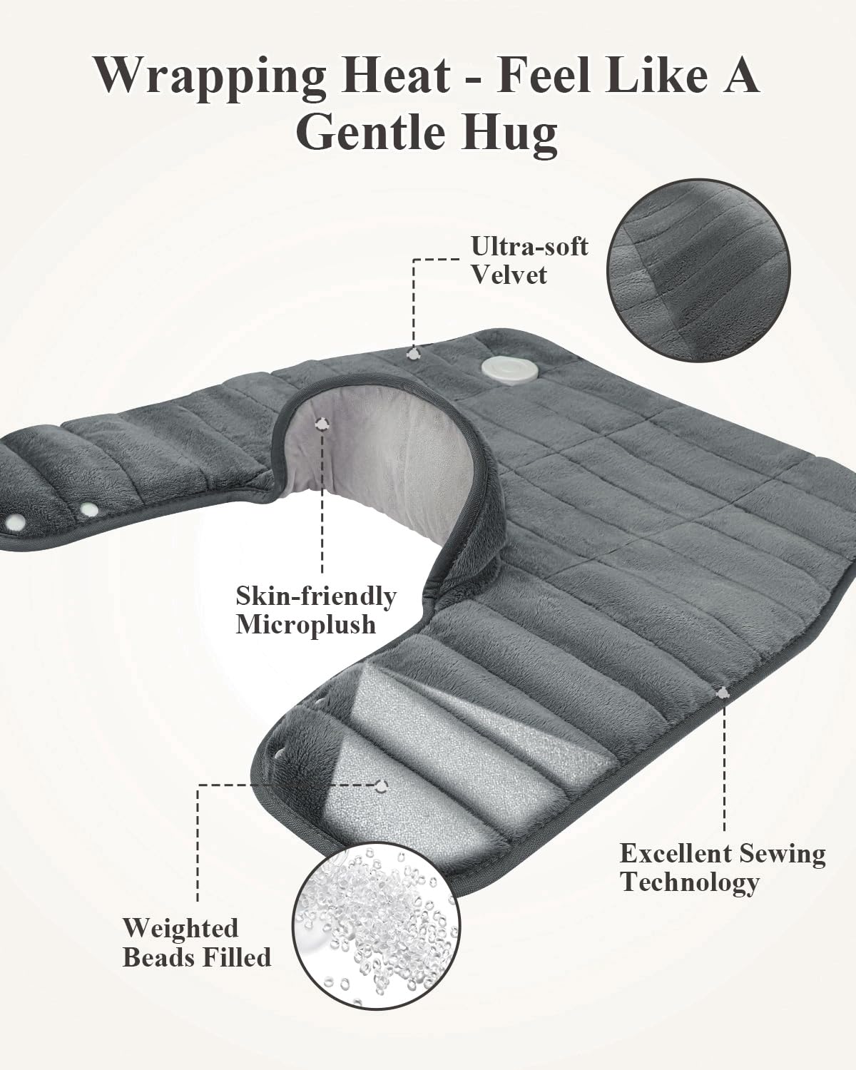 Almohadilla térmica para cuello, hombros y espalda, regalos para el día de la madre para mamá, 24 x 23 XL, envoltura térmica eléctrica grande para aliviar el dolor, regalos para ella, peso de 2 libras