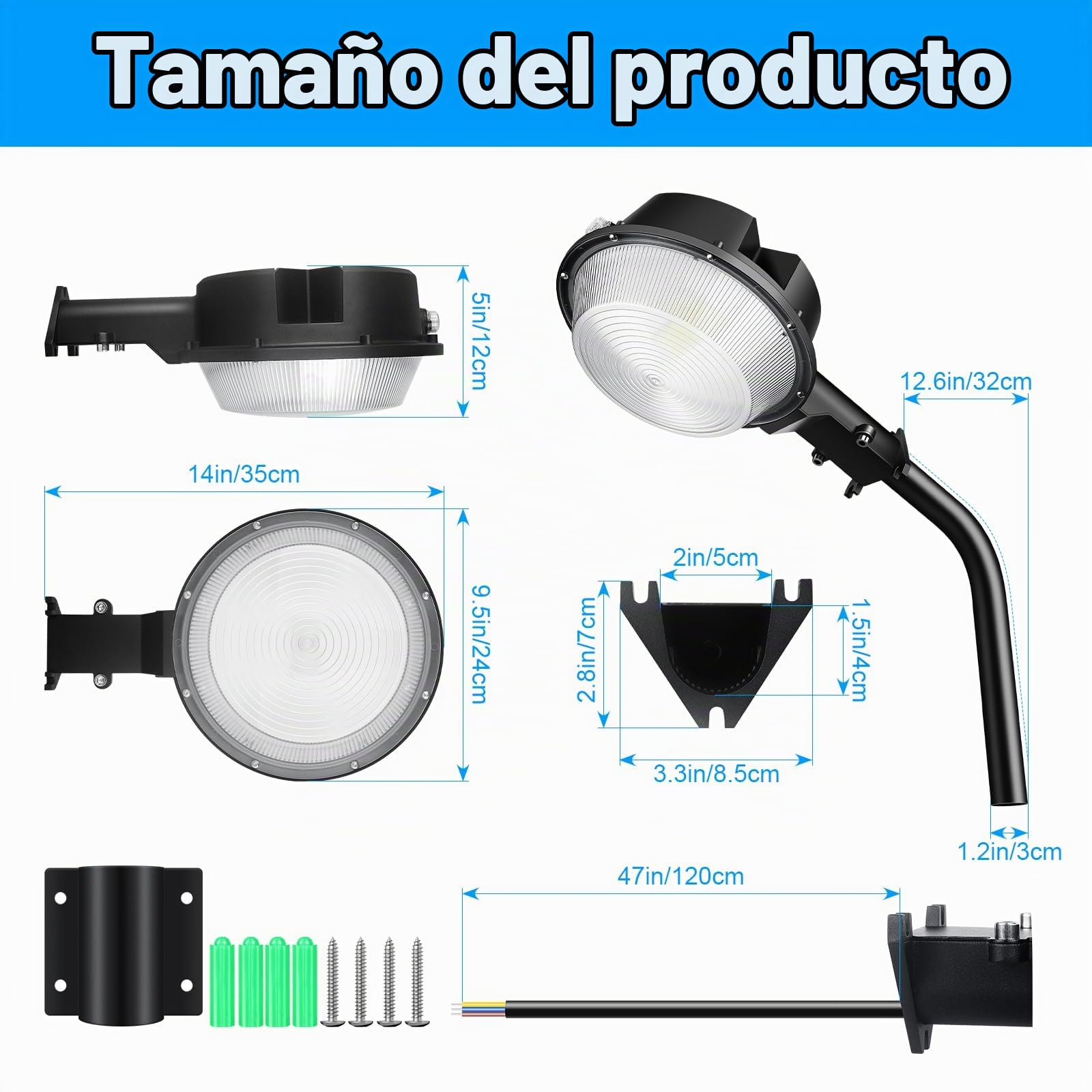 RIGIDON exterior lámpara de calle led 100W 10000 lm 6000K blanco frío | alumbrado público, aluminio, farola de calle, luz de seguridad, luminación áreas 120°, para jardín garaje casa granero balcón