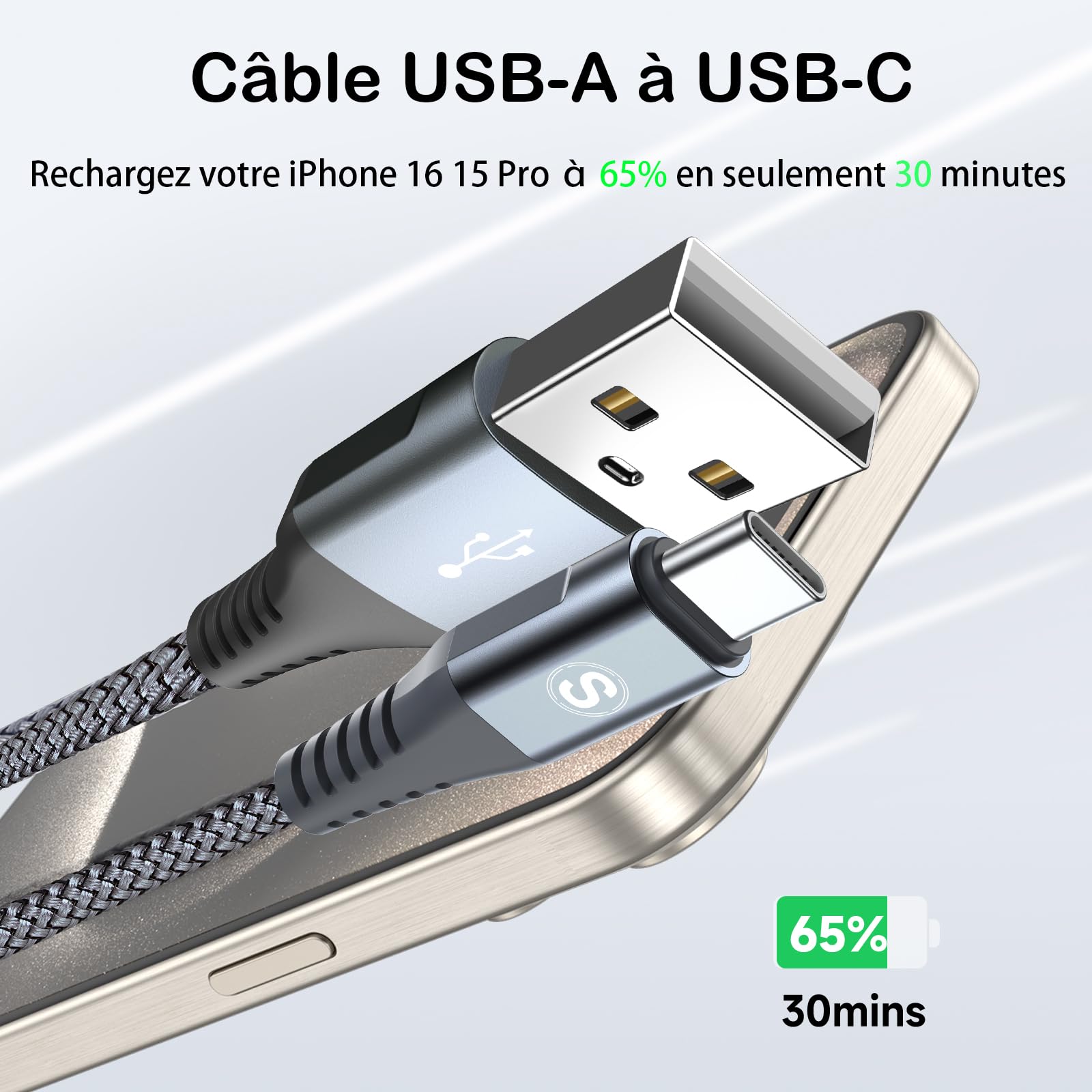 AviBrex Cavo USB C Ricarica Rapida [2 Pezzi 1M+2M] Cavo USB Tipo C 3.1A USB A a USB C Nylon per i Phone 17 16 15 Plus Pro Max,Galaxy S25/S24/S23/S22 a S8,Note20,M31,A71,A54,LG,Xiaomi,Huawei,Pixel