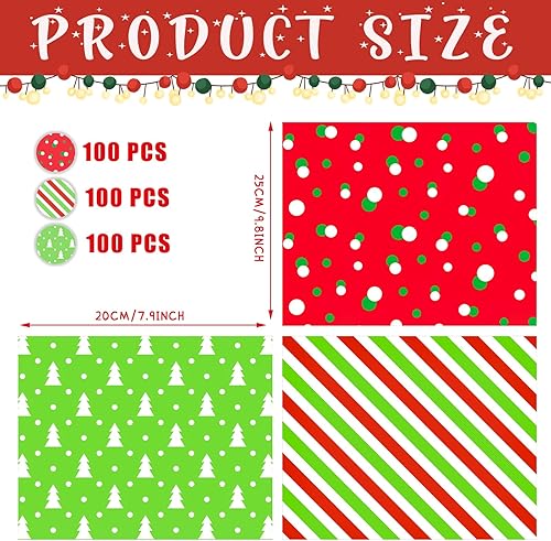 Miniatura 2 de Jetec 300 unidades de papel de cera de Navidad para sándwich, bandeja de envoltura de sándwich de Navidad, a prueba de grasa, hojas de envoltura de