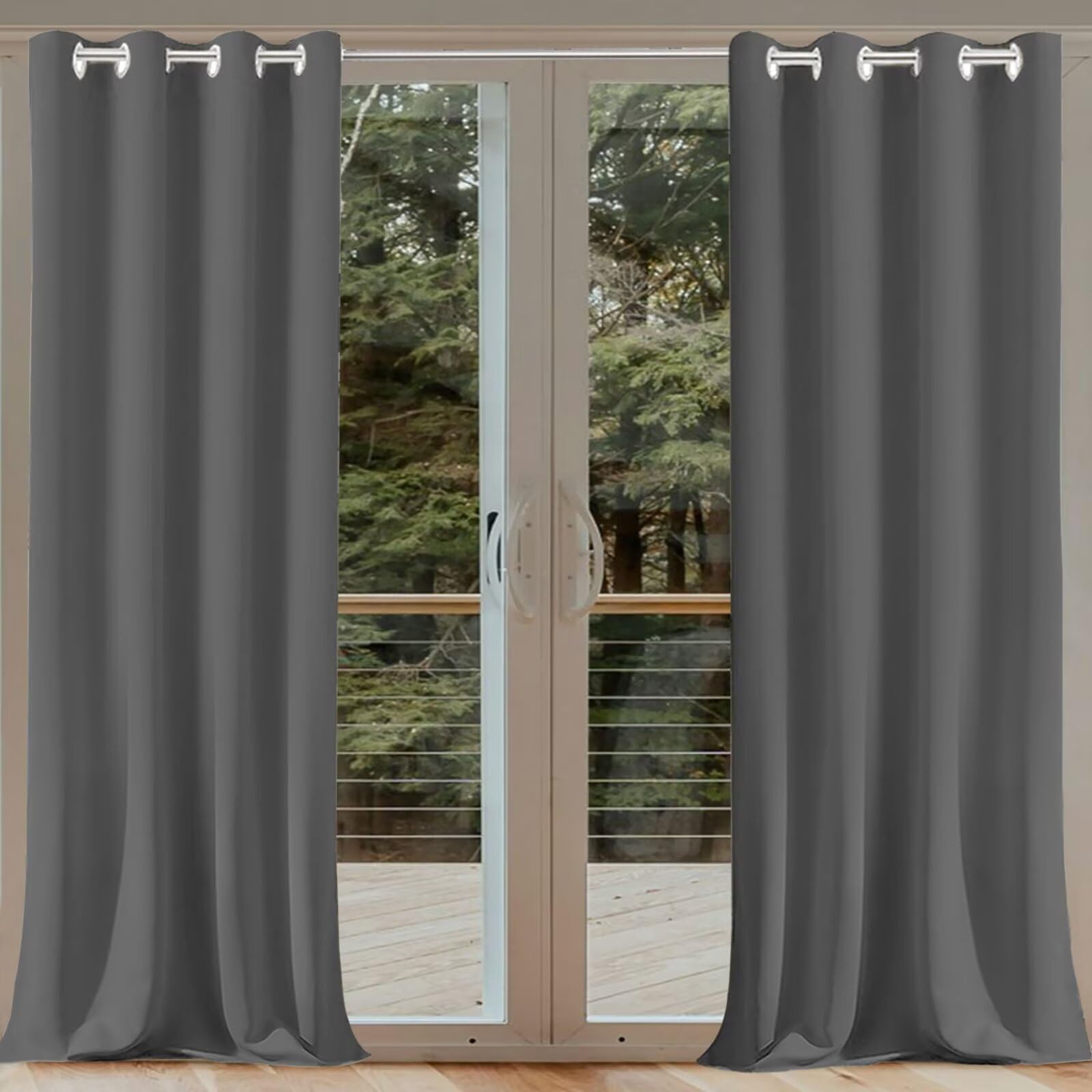 Tenda Termica 150x250cm Isolante Freddo e Caldo con Anelli 1 Pezzi Impermeabili Tenda Isolante Termica per Soggiorno Interni Ufficio Porta Grigio Scuro