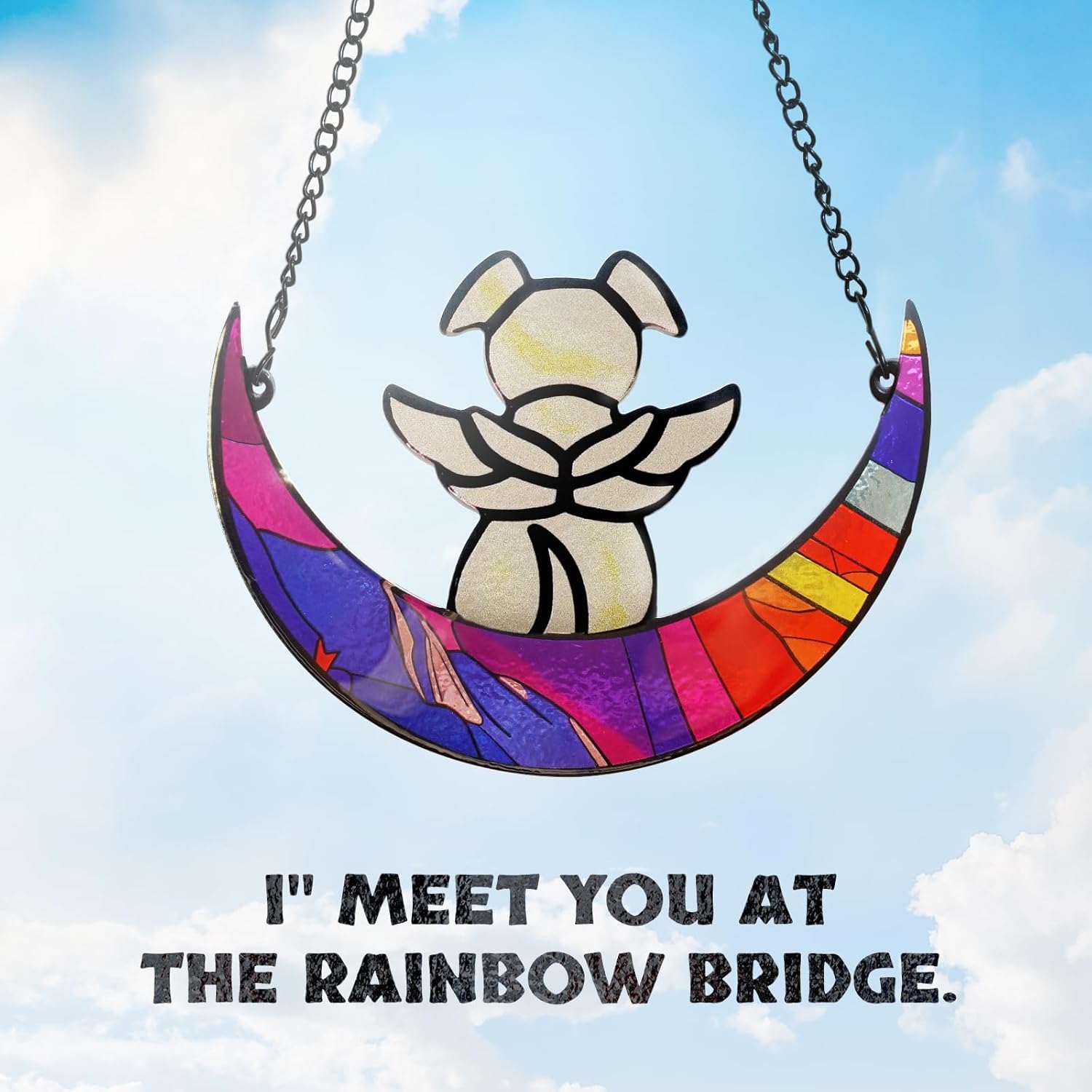 Stained Glass Angel Dog Memorial Suncatcher, Memorial Window Hanging Gifts for Loss of Dog | Sympathy Gifts | Passing Away Remembrance Memory Ornaments for Pet Lovers | Pet Bereavement - Image 4