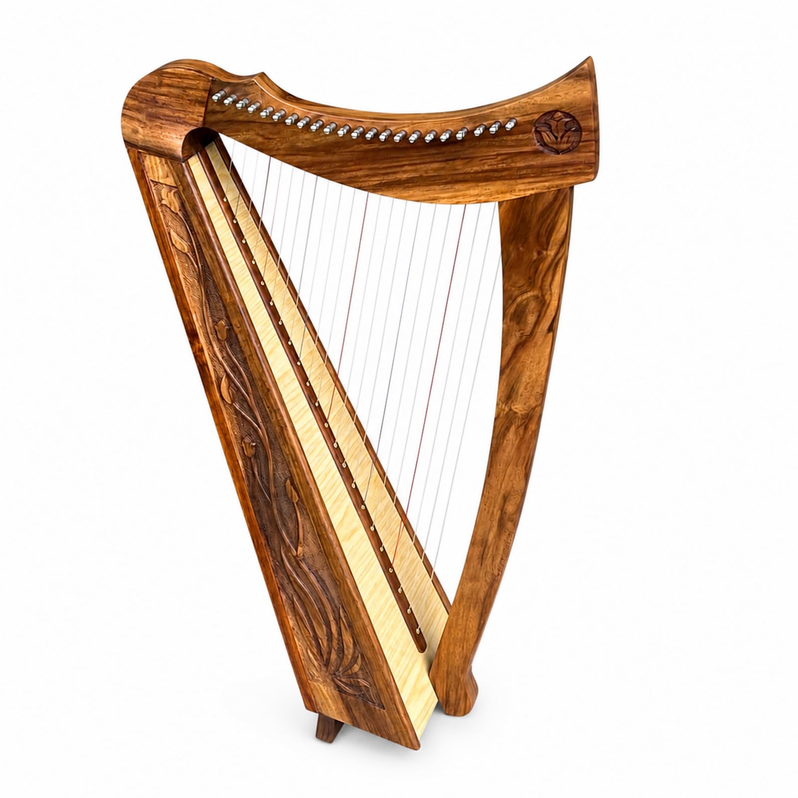 Uzman Harfe 22 Saiten Keltische Harfe 22 String Harp Leierharfe | Edelholz-Korpus mit keltischem Design, Halbtonklappen, finnischem Birken-Resonanzboden und farbcodierten Saiten