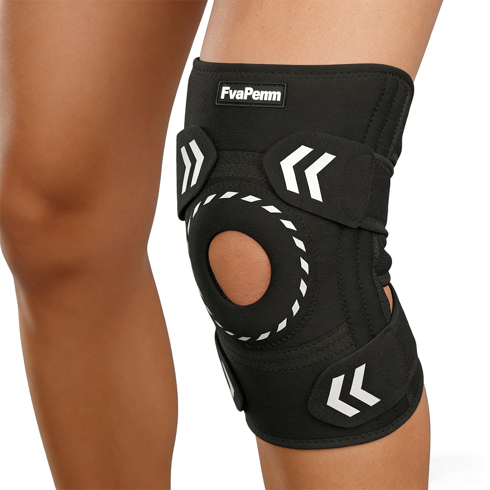 Knee Support Brace for Women Men, Adjustable Knee Compression Brace with Side Stabilizer Patella Pad Tendon, Knee Brace for Meniscus Tear, Arthritis Pain, Injury Recovery, Running, Workout, Gray, One Size — view 8
