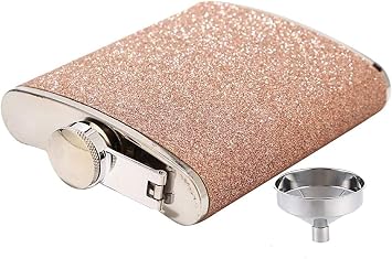 UTALY Liquor Flaks for Women Glitter-Funny Flask - 7oz Stainless Steel with Funnel Rose Gold-7oz Flask Rose Gold, 7oz Flask