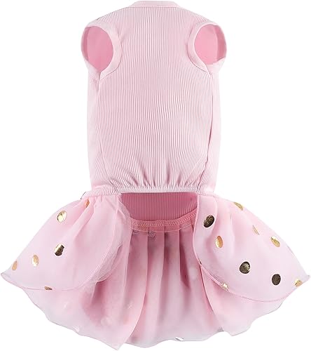 Miniatura 2 de Vestido de princesa para perro, bonita falda tutú de encaje, ropa de boda para cachorros para perros pequeños y medianos Chihuahua Pitbull (rosa, S)