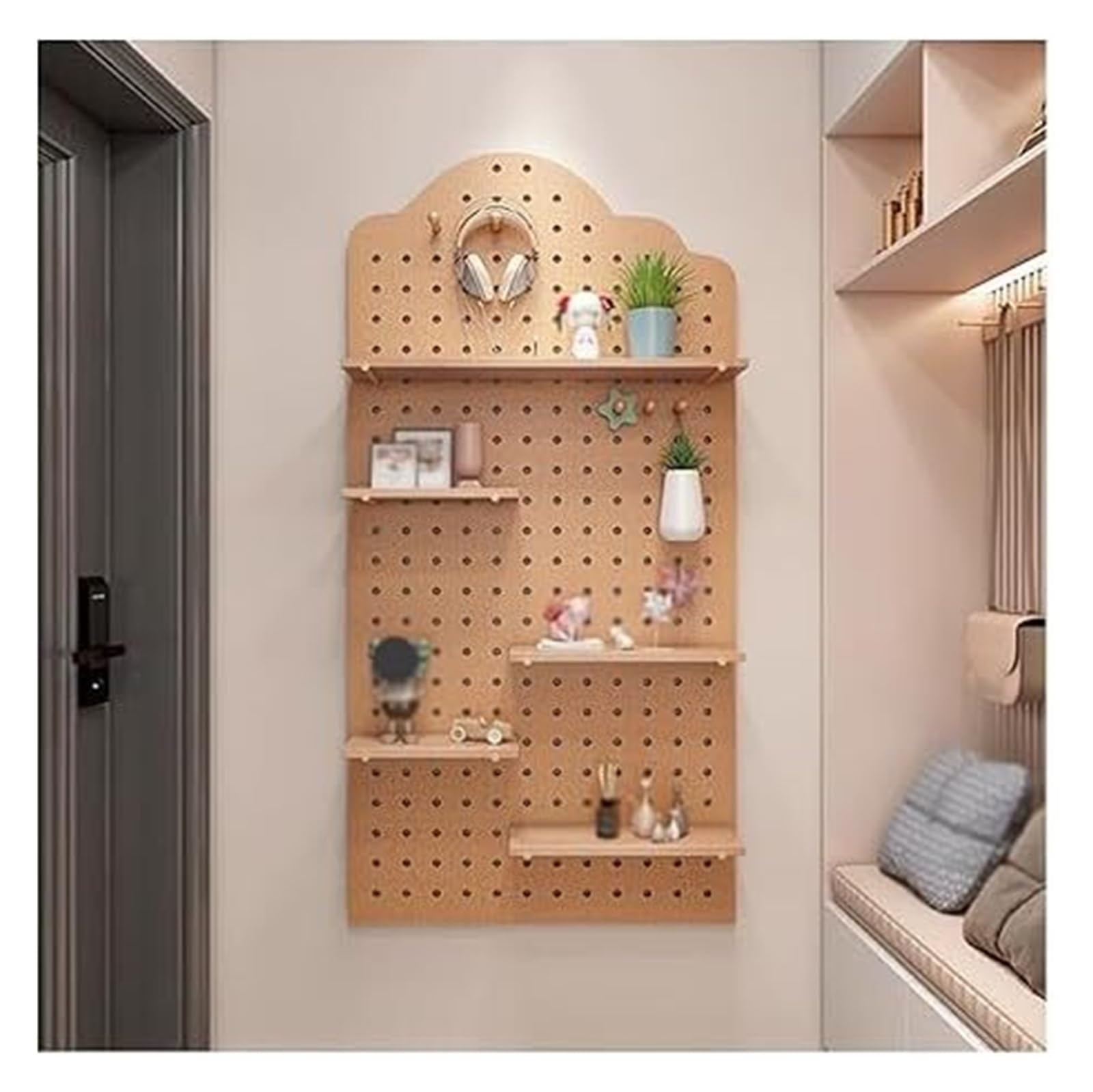 Peg Board,Pegboard Panels, Wooden Pegboard Organizer Kit - Wall Organiser Pegboard Perfects for Home Office Garage(Wood)