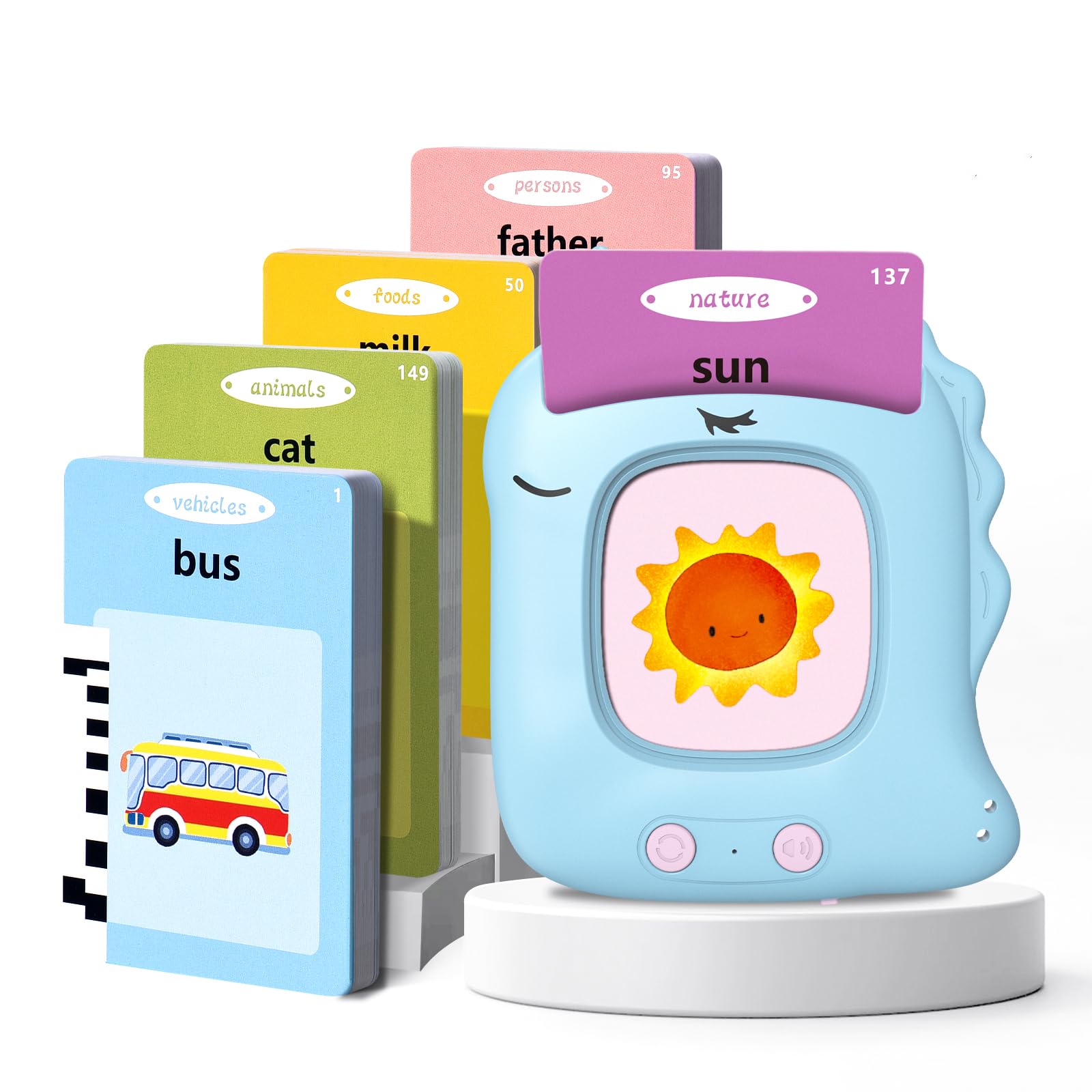 Talking Flash Cards Preschool Learning Resources Toddler Sensory Toys for Autism Educational Montessori Toys with 224 Words for 2 3 4 5 6 Year Old Baby Boys Interactive Gifts For Kids Age 2-6