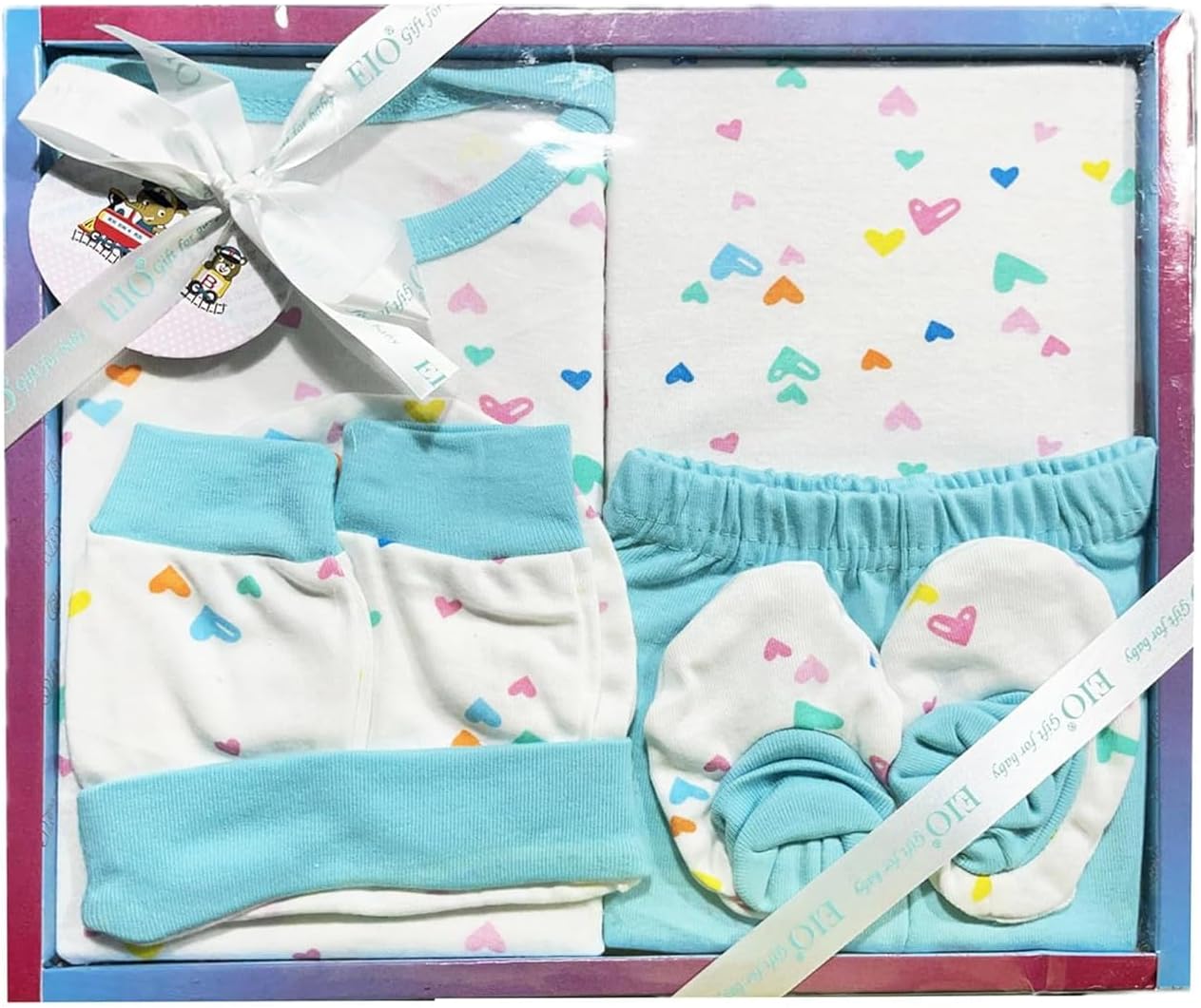 Baby Gifts Set For New Born Unisex Clothing Gift Hamper 6Pcs (Lyca), Blue