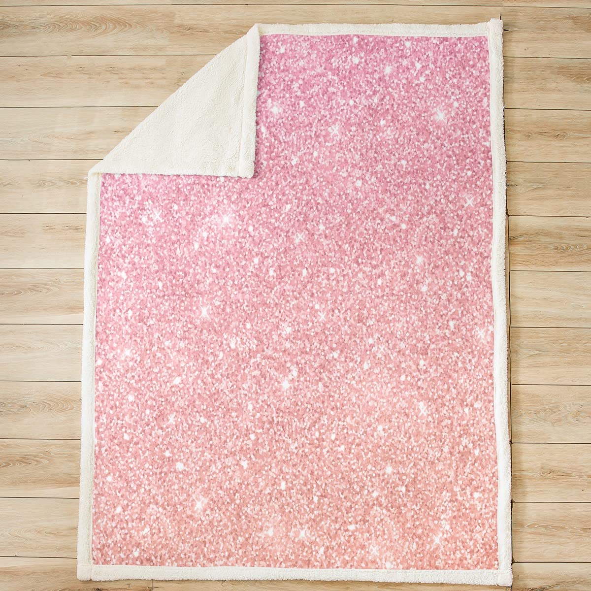Coperta Sherpa glitterata in pile pastello, coperta per ragazze, per ragazze, con stampa arcobaleno, stile colorato, rosa, coperta sfocata per camera da letto, 200 x 220 cm