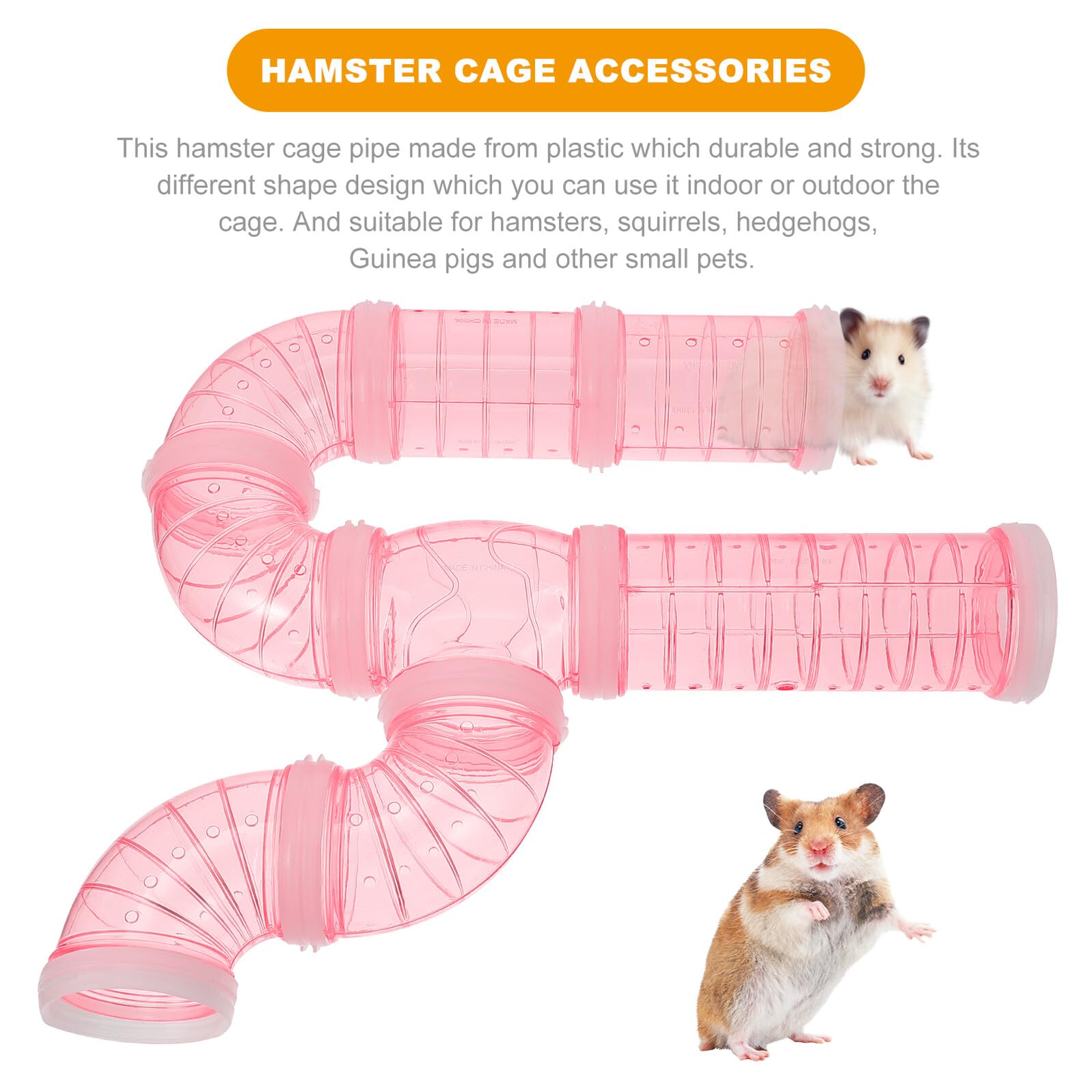 Selbstgemacht Hamsterkäfigtunnel aus Kunststoff, 12 Stück, Rosa | Verbindungsrohr Modul Maze für Hamster, Expandierbares Habitat, Robustes Zubehör, für Selbstgemacht Anordnung und Bewegung