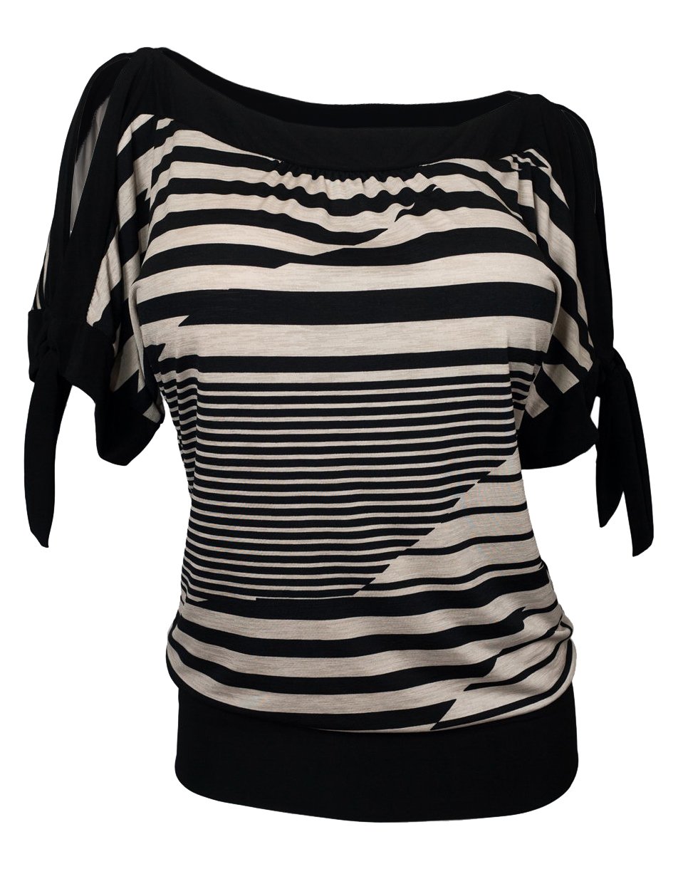 eVogues AppareleVogues Plus Size Cold Shoulder Stripe Print Top