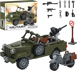 BRICK STORY Military Vehicle Building Sets WW2 Army Truck Building Kit 251 Pieces WWII Building Blocks World War 2 Car Model Armed Weapon Guns Battle Building Bricks Toys for Kids boys girls Aged 6-12