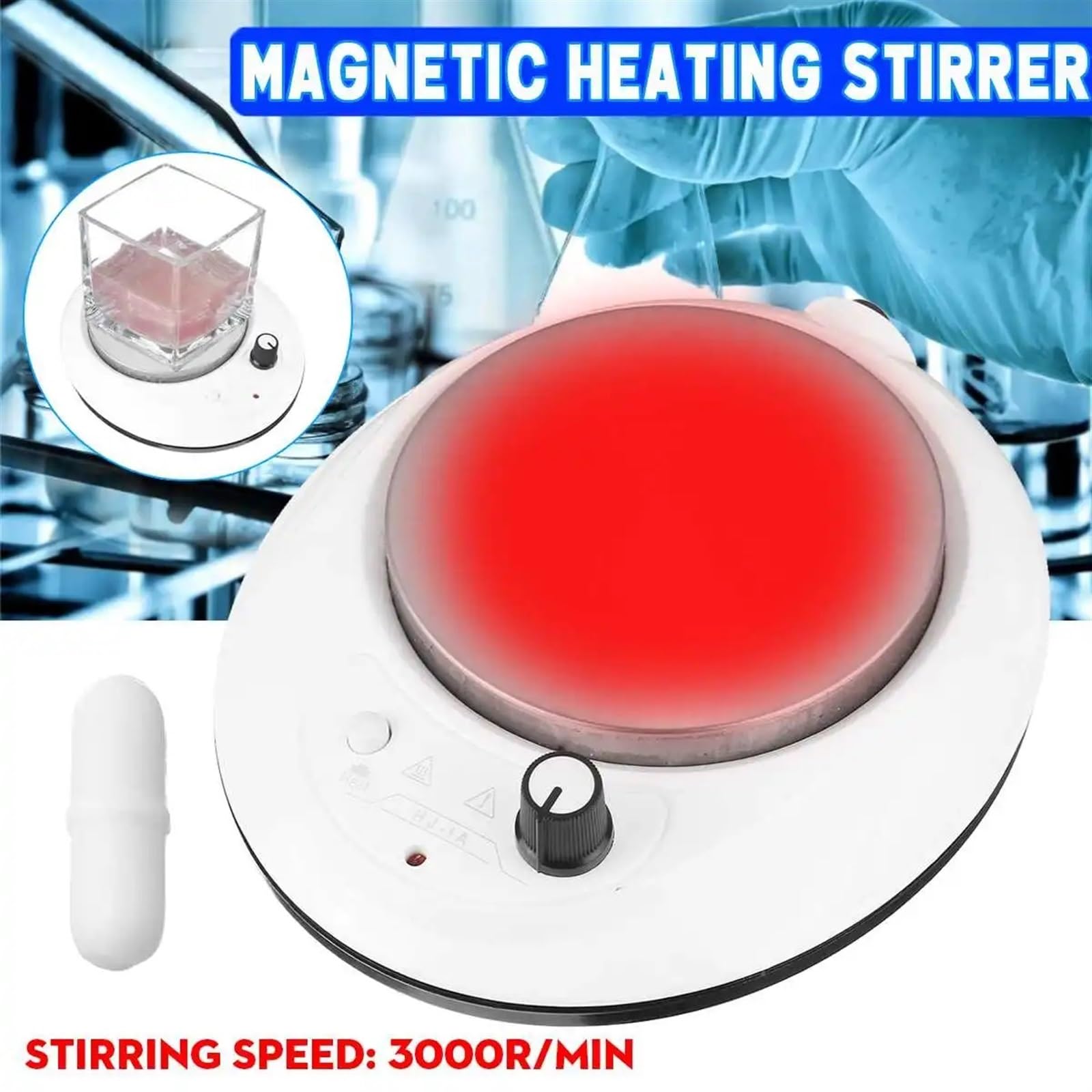 Agitatore Magnetico, Agitatore riscaldante magnetico da 1000 ml Mini agitatore riscaldante magnetico Agitatore Piastra riscaldante con barra di agitazione Macchina di agitazione da laboratorio