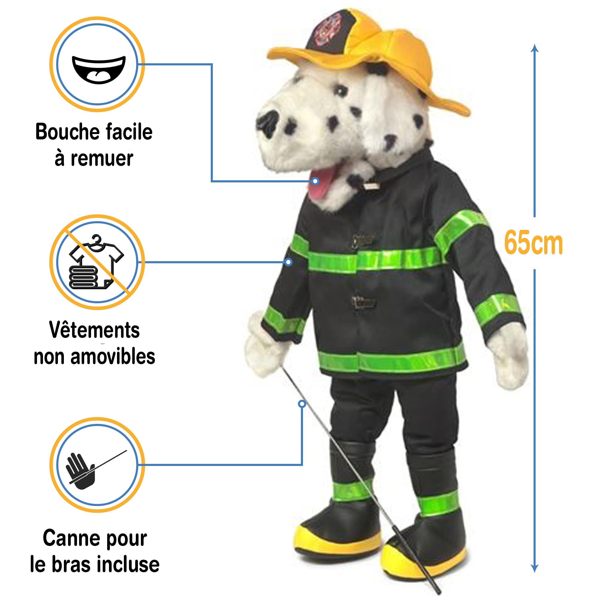 Silly Puppets Marionnette de pompier dalmatien 63,5 cm
