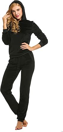 Angxiwan Damen Jogginganzug Winter - Baumwolle Gefüttert Trainingsanzug 2-teilig