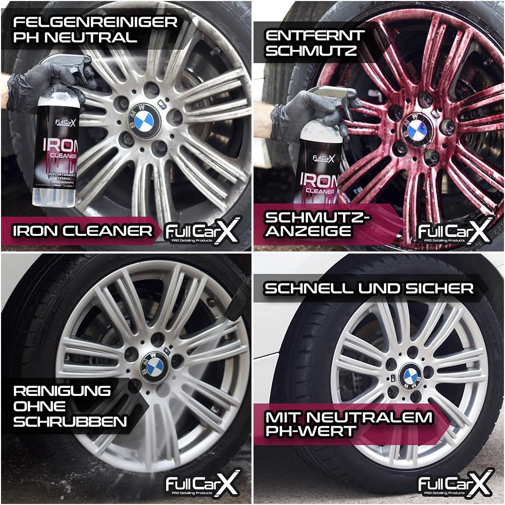 FULLCARX Auto Reinigungsset Aussen, Felgenreiniger, Autoshampoo Snow Foam Aktivschaum PH Neutral, Autowachs Quick Detailer, Fensterreiniger Glasreiniger, Detailing Waschen Autopflege Professional