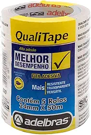 Fita para Empacotamento, Adelbras 0811000017, Transparente, Pacote de 5