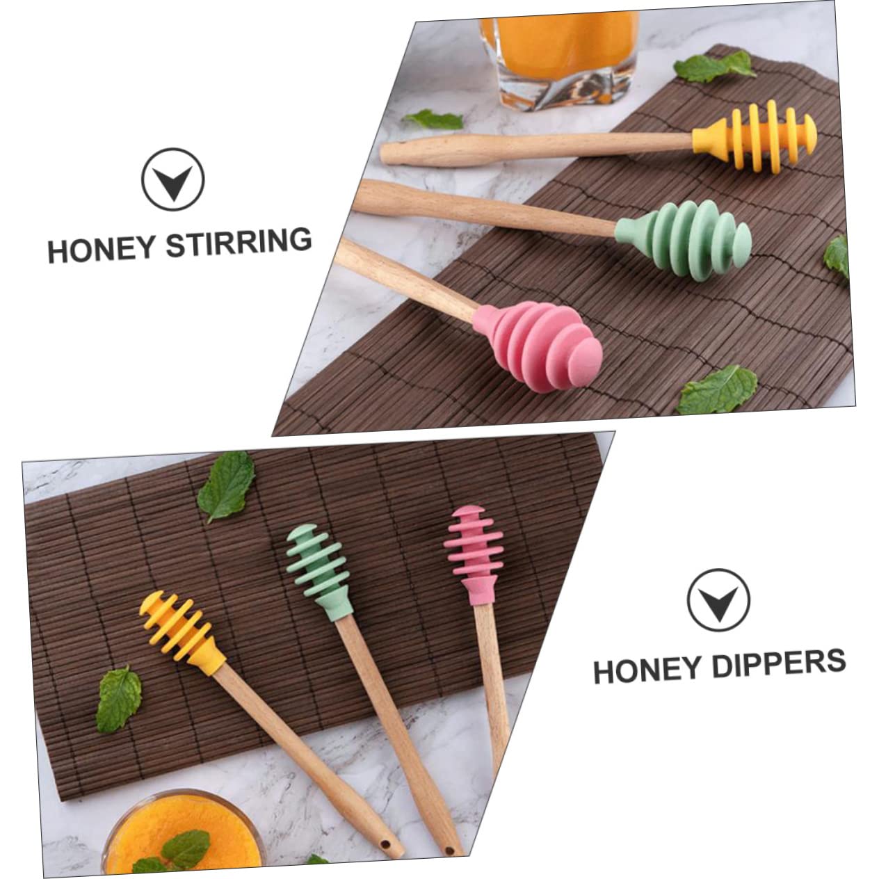 FUNOMOCYA 1Set Silicone for Easy Honey Dispensing and Stirring Comfortable Grip for Syrups and Molasses Lightweight and Portable
