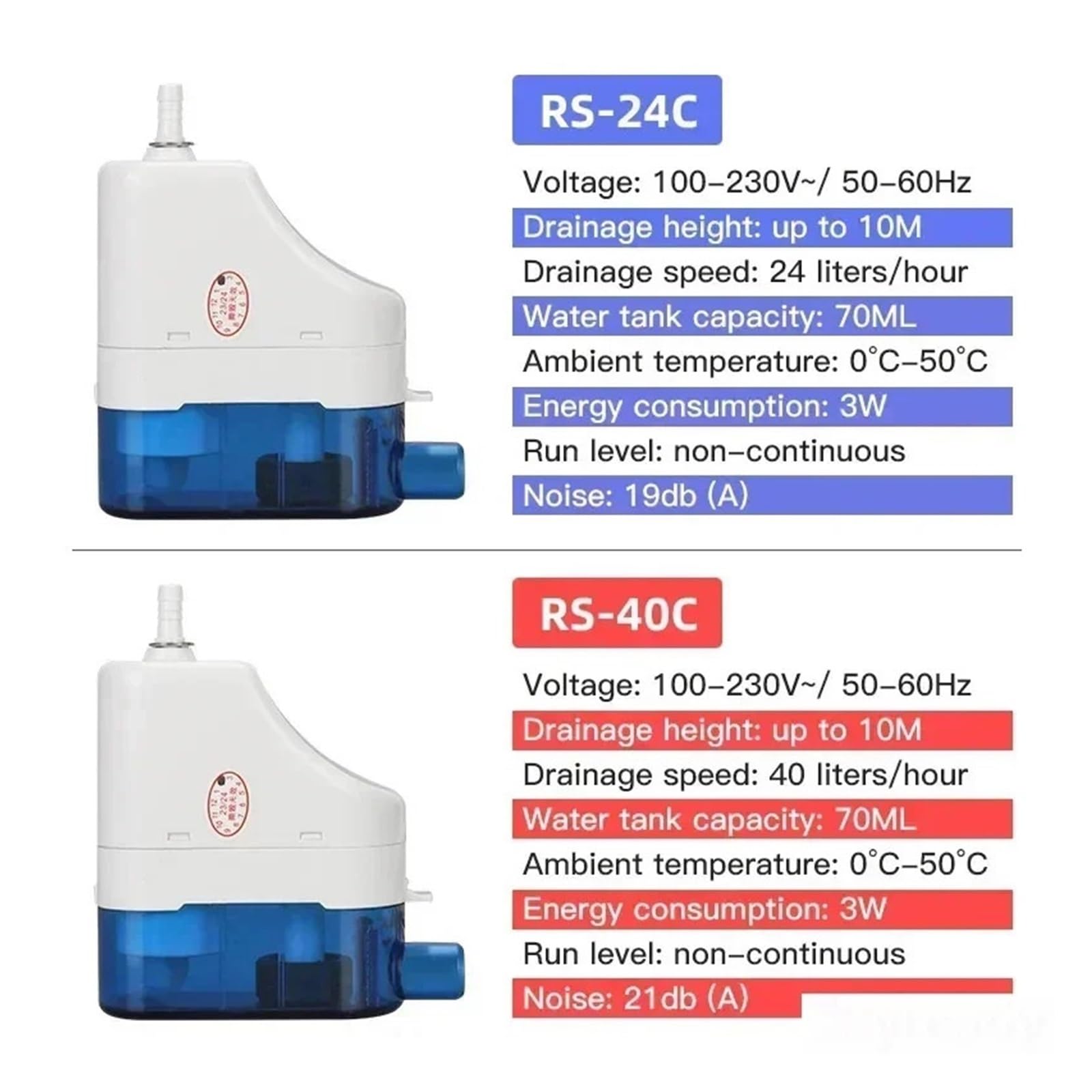 Bomba de elevación de condensado ultrasilenciosa for aire acondicionado colgado(RS-24C)