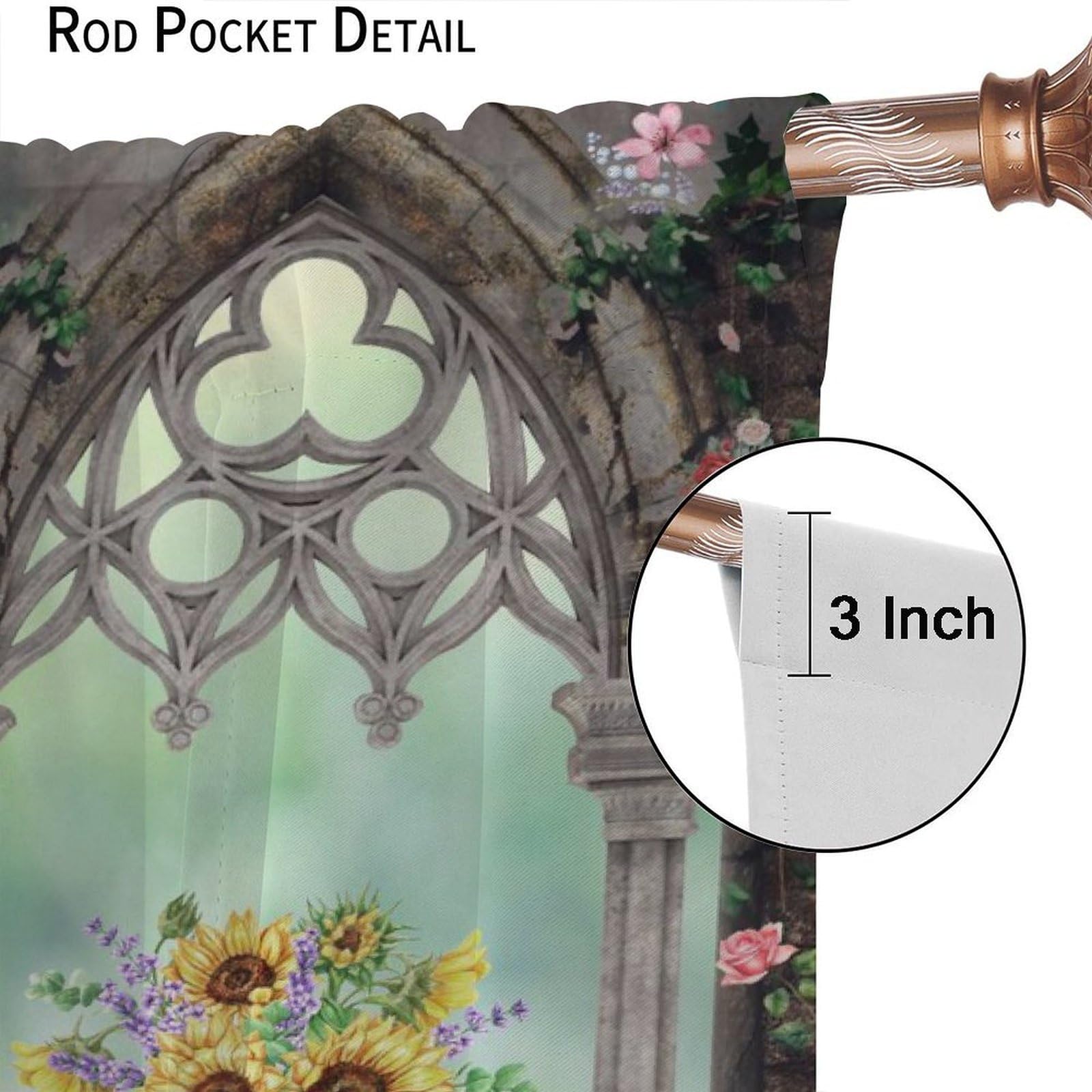 Tende Oscuranti Vintage Con Fiori Selvatici E Denti Di Leone - Design Rustico Shabby - 2 Pannelli (213x213 Cm Totali)