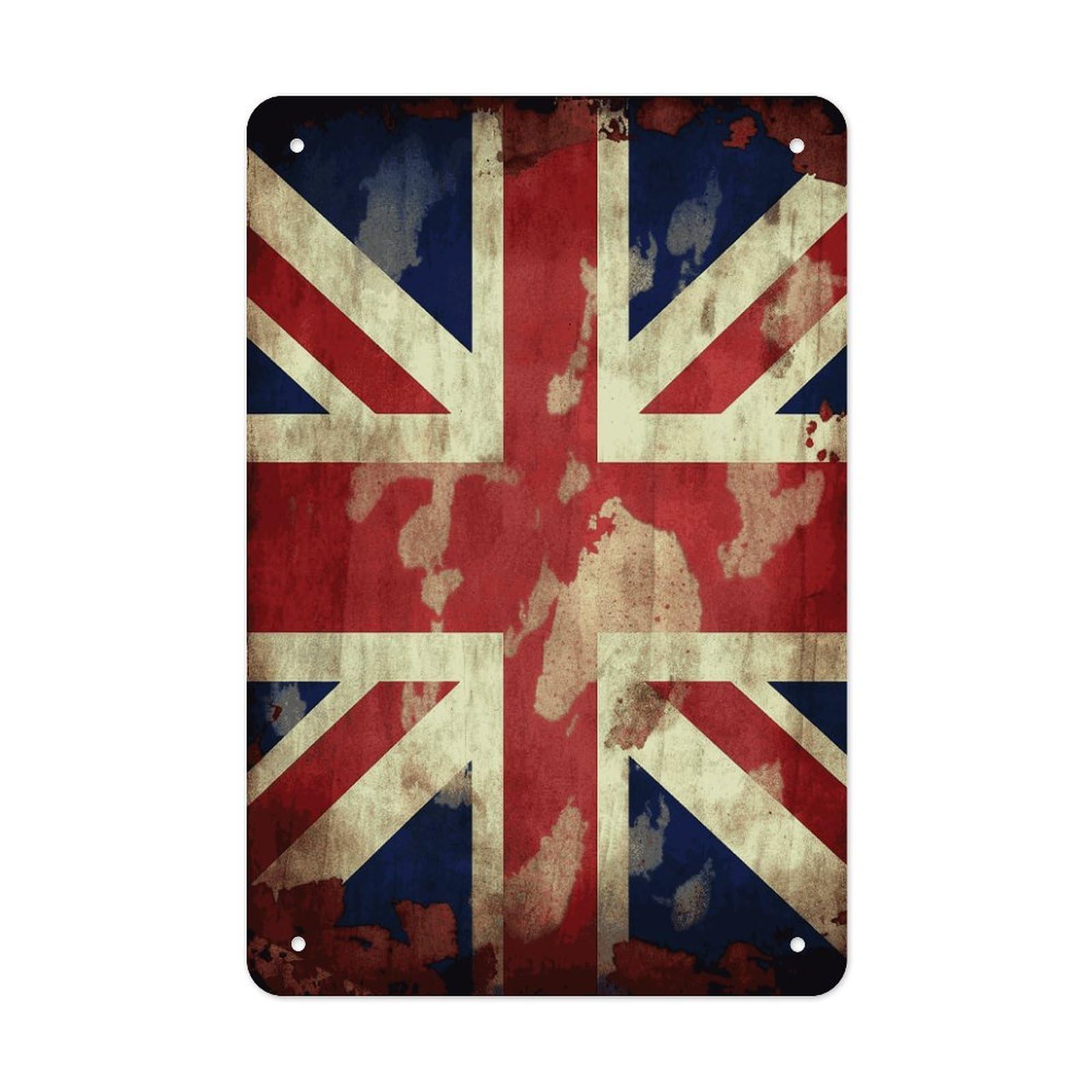 LDGSUPH Vintage Union Jack British Flag Wall Art Prints Folded Edge Iron Sheet Painting with Holes for Wall Prints Decorative Picture Metal Signboard Decor Painting for Outdoor Indoor Wall Decor