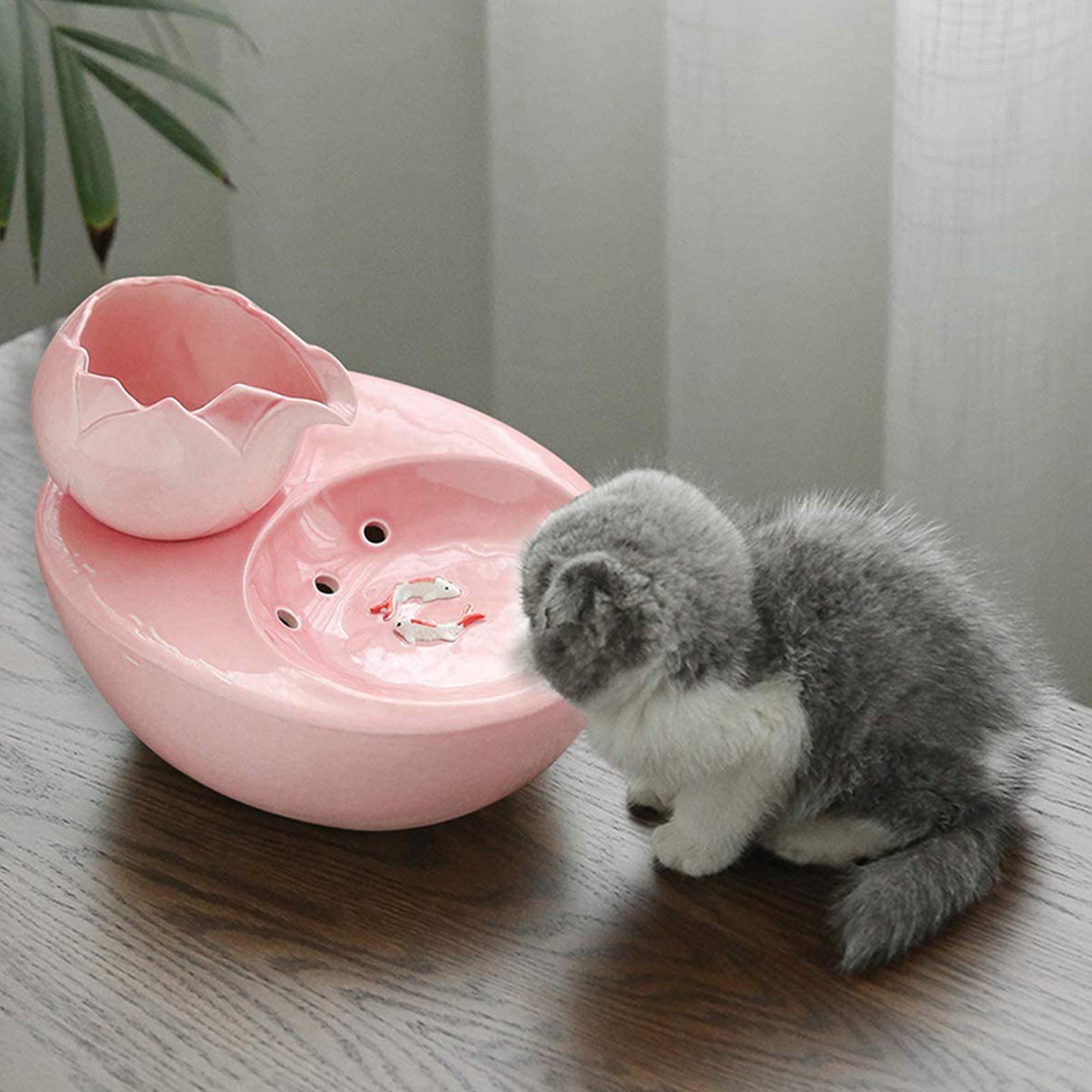 Fontanella per Animali Domestici in Ceramica, Fontana per Cani in Porcellana, Erogatore d'Acqua per Fontana Potabile per Animali Domestici Ultra Silenzioso da 1,3 L con 5 Filtri di Ricambio