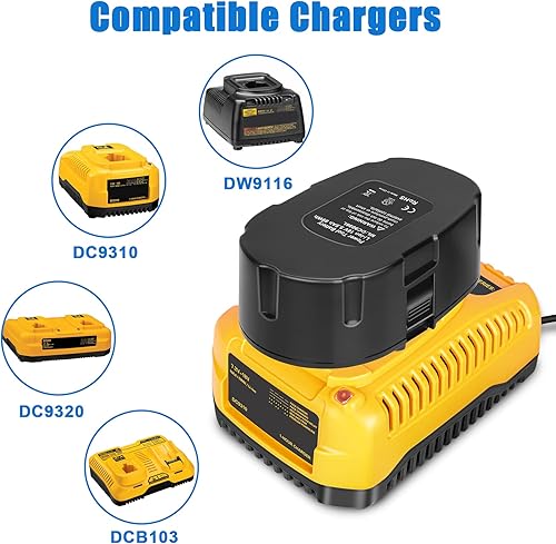 Miniatura 4 de KUNLUN Paquete de 2 baterías de repuesto de iones de litio de 5.5 Ah compatibles con De Walt 18 V XRP para batería de 18 voltios DC9096 DC9098