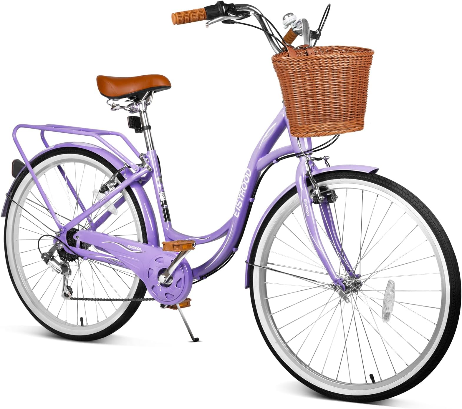 26 Inch Beach Cruiser Bike for Women, Hybrid Womens Bike with 7 Speed, Adjustable Seat, Lightweight Women Beach Cruiser Bike with Anti-Skid Tires,Purple