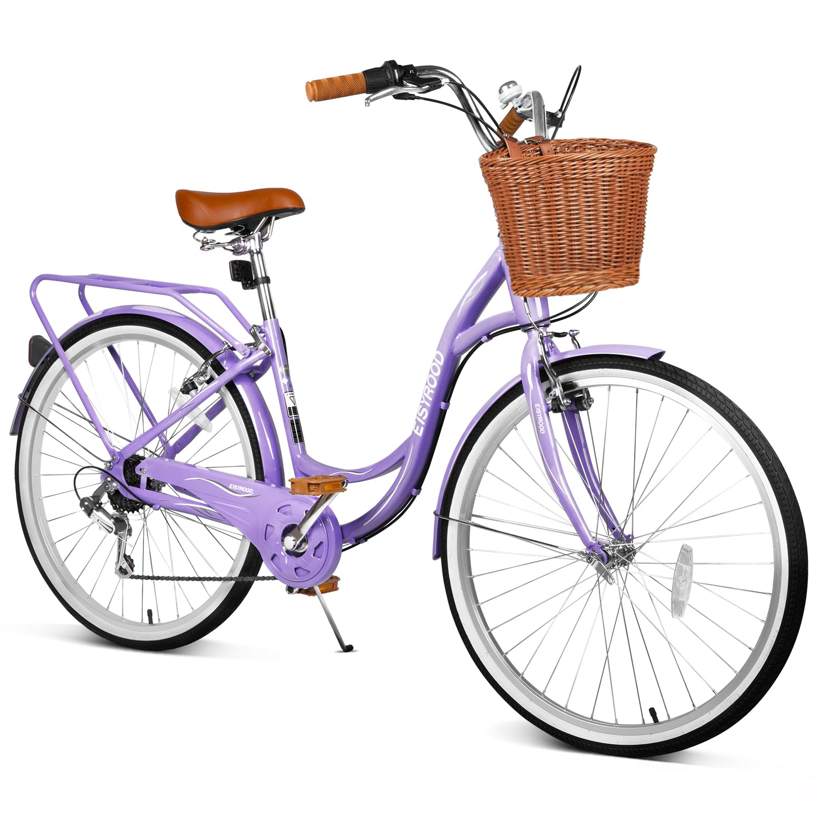 26 Inch Beach Cruiser Bike for Women, Hybrid Womens Bike with 7 Speed, Adjustable Seat, Lightweight Women Beach Cruiser Bike with Anti-Skid Tires,Purple
