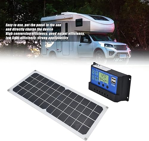 Miniatura 3 de Kit de panel solar, silicona monocristalina, panel solar de 10 W, controladorventilador 60A, equipado con puertos USB hembra duales, ventilador de