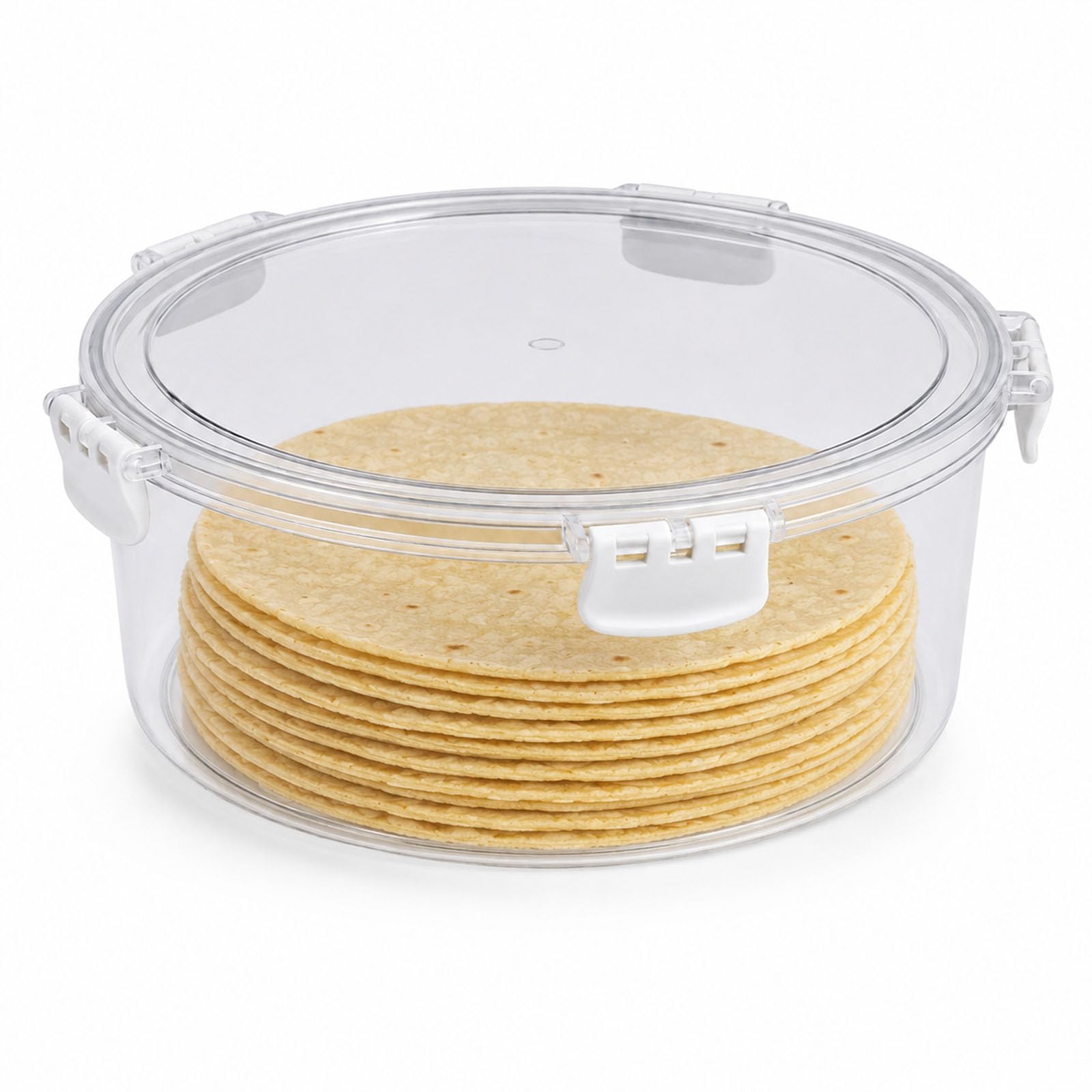 Raoletin Tortilla Wrap Storage Container Clear 28 cm Round Roti Box, Portable Plastic Wraps Tortilla and Cake Storage Containers with Airtight Lids for Pizza, Desserts, Cheesecake and Bread