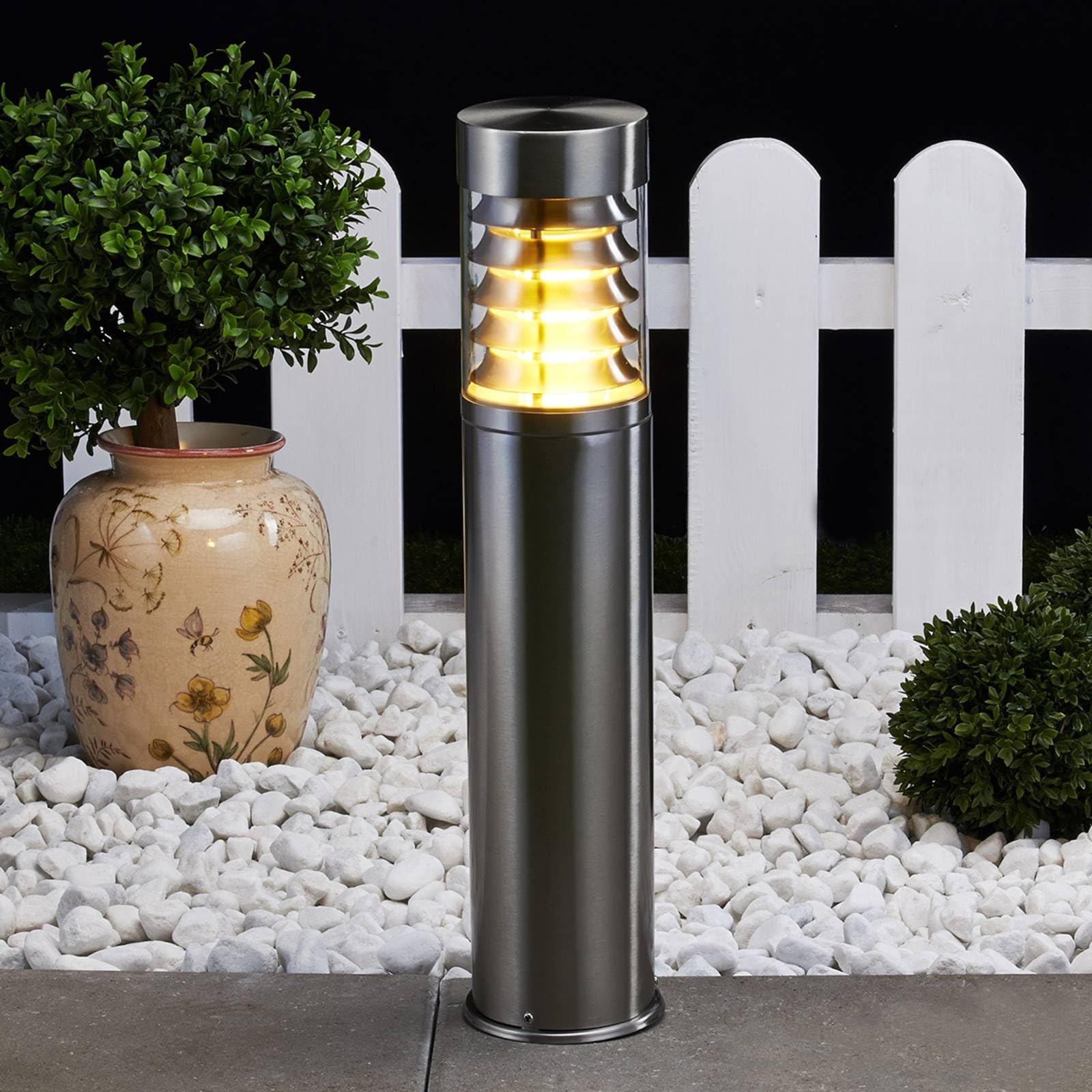 Lindby Lámpara para exterior Enja (Moderno) en Gris hecho de Acero (1 llama, E27) iluminación senderos baliza farola
