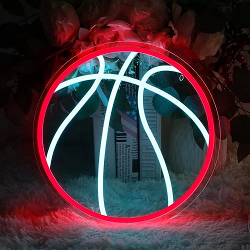 Miniatura 6 de Letrero de neón de baloncesto para dormitorio, letreros de neón LED regulables para decoración de pared, letrero de neón deportivo para niños,