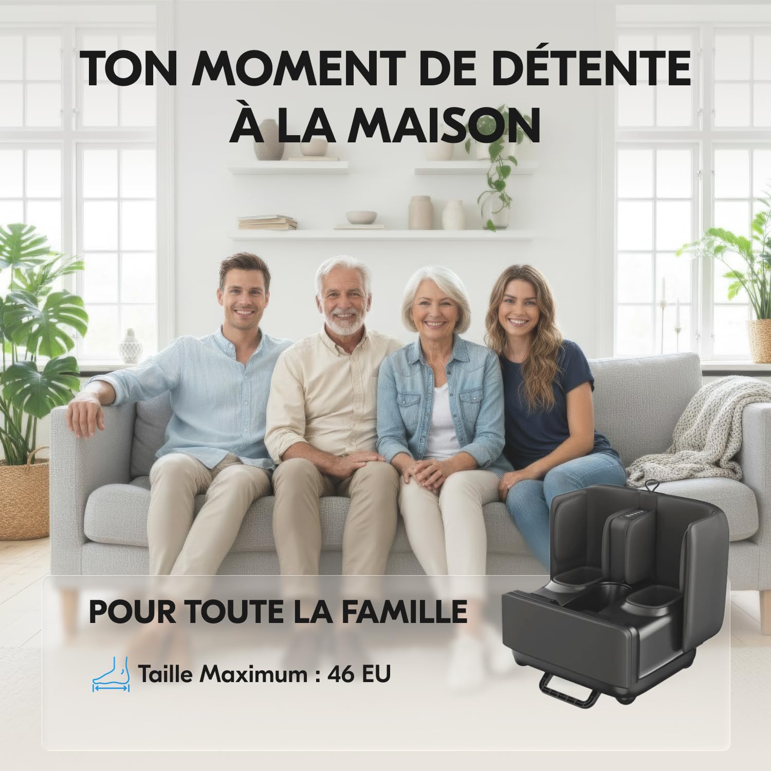 Masseur de pieds et jumeaux 2 en 1 avec chaleur, shiatsu, compression, vibration et pétrissage | Masseur pour pieds, chevilles et jambes | Soulagement de la fatigue et de la fasciite plantaire