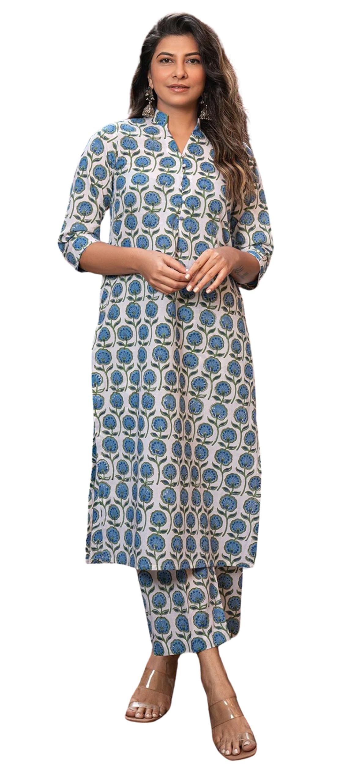 Fabnex Kurta Set For Women | Women Kurta Set With Dupatta | Women Kurta Sets Kurtis | Women Kurta Pant Set (K-42-Blue-M)