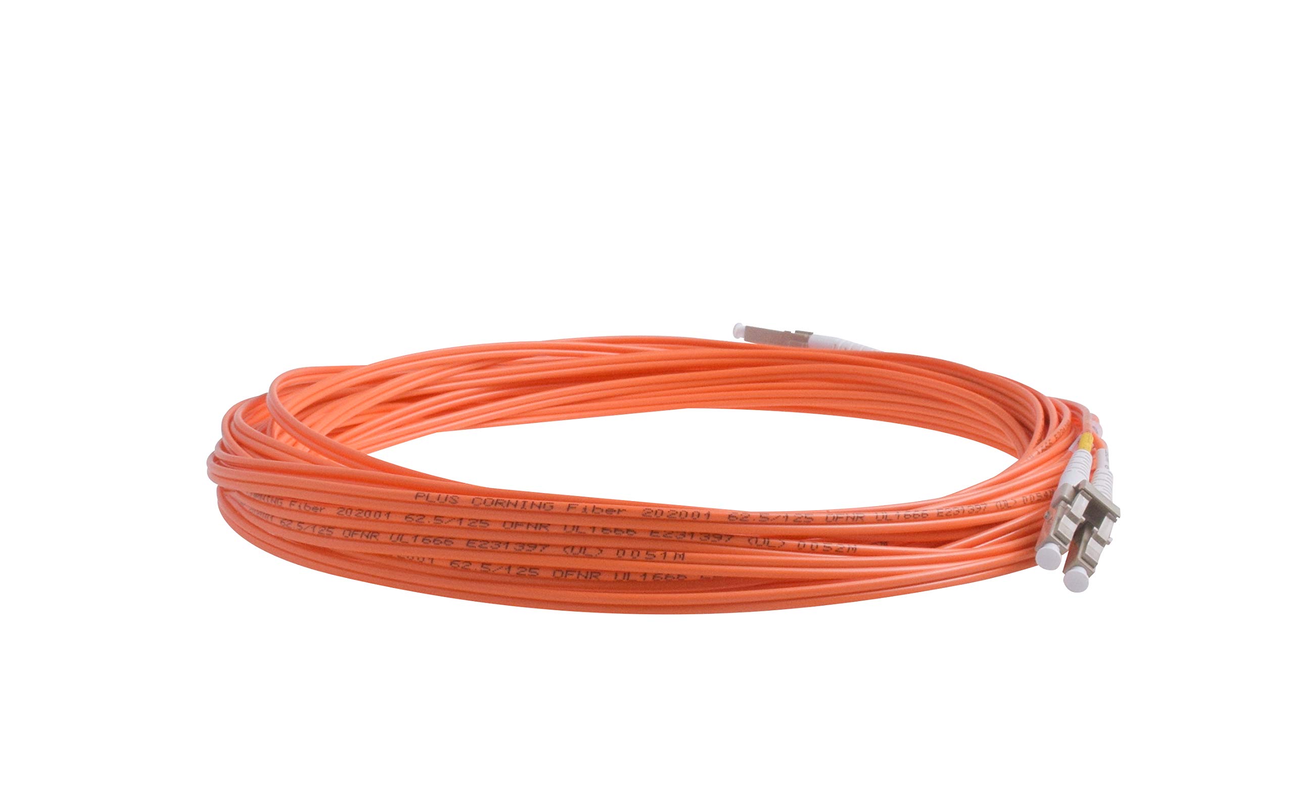 SpeedyFiberTX - Câble de raccordement à fibre optique multimode OM1 62,5/125 duplex LC vers LC, gaine en PVC OFNR Orange Longueur : 0,2 m - 300 m