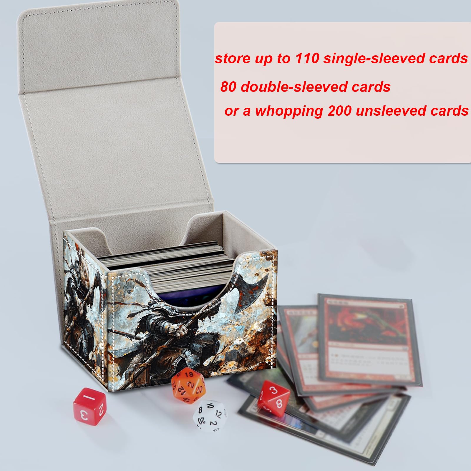 Card Deck Box for MTG, Microfiber Lining and Waterproof PU Leather Large Size Card Box, Fit 100+ Single Sleeved Cards, Strong Magnet Collectible Card Storage Box Fit TCG Fit MTG,Rabbit Dragon