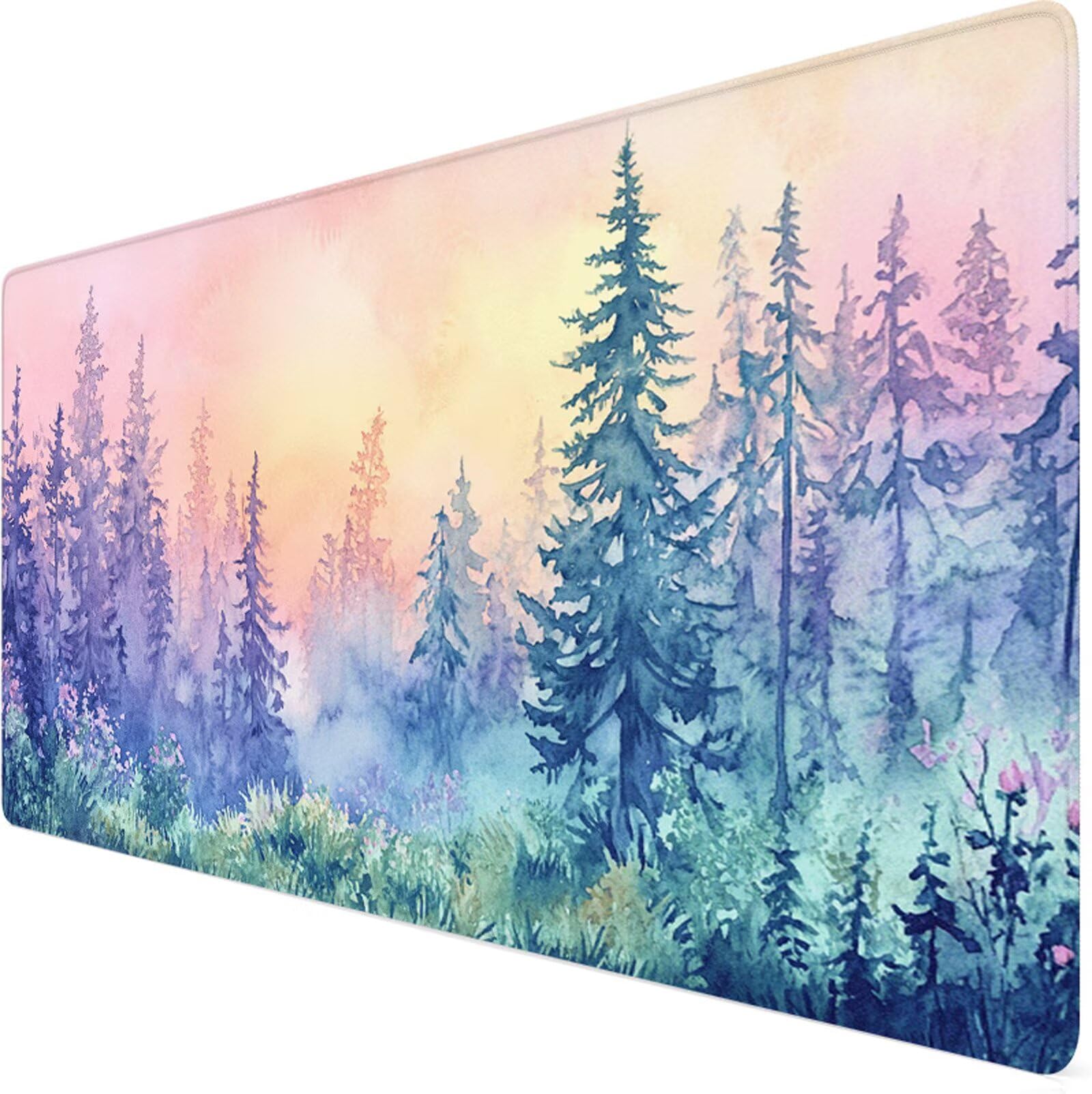 Podkładka pod mysz XXL 1000x500x3mm podkładka pod mysz las fioletowa poprawia precyzję i szybkość, wodoodporna antypoślizgowa, szyte krawędzie, akcesoria do gier, komputer biurowy, komputer Y7-1196
