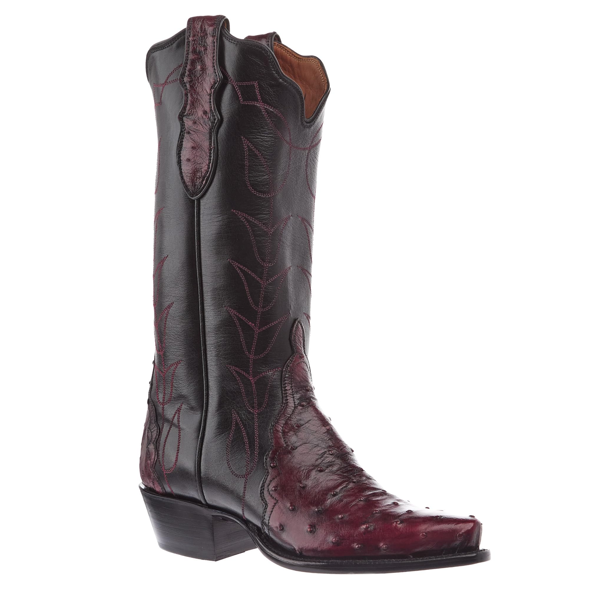 Tony Lama Womens Black Cherry Full Quill Ostrich Vamp 17In Black Top Boot