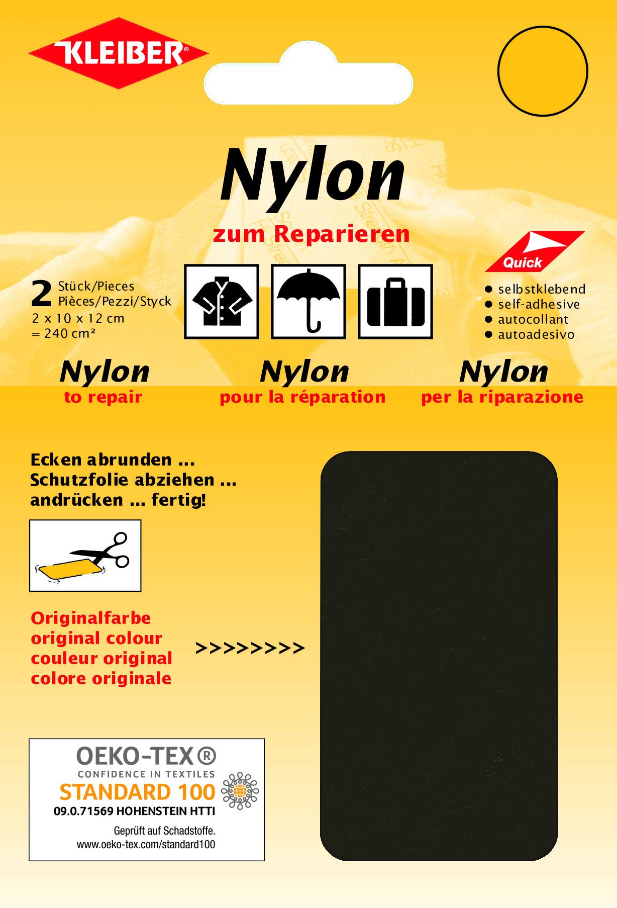 Kleiber Self Adhesive Waterproof Nylon Repair Patches, Brown