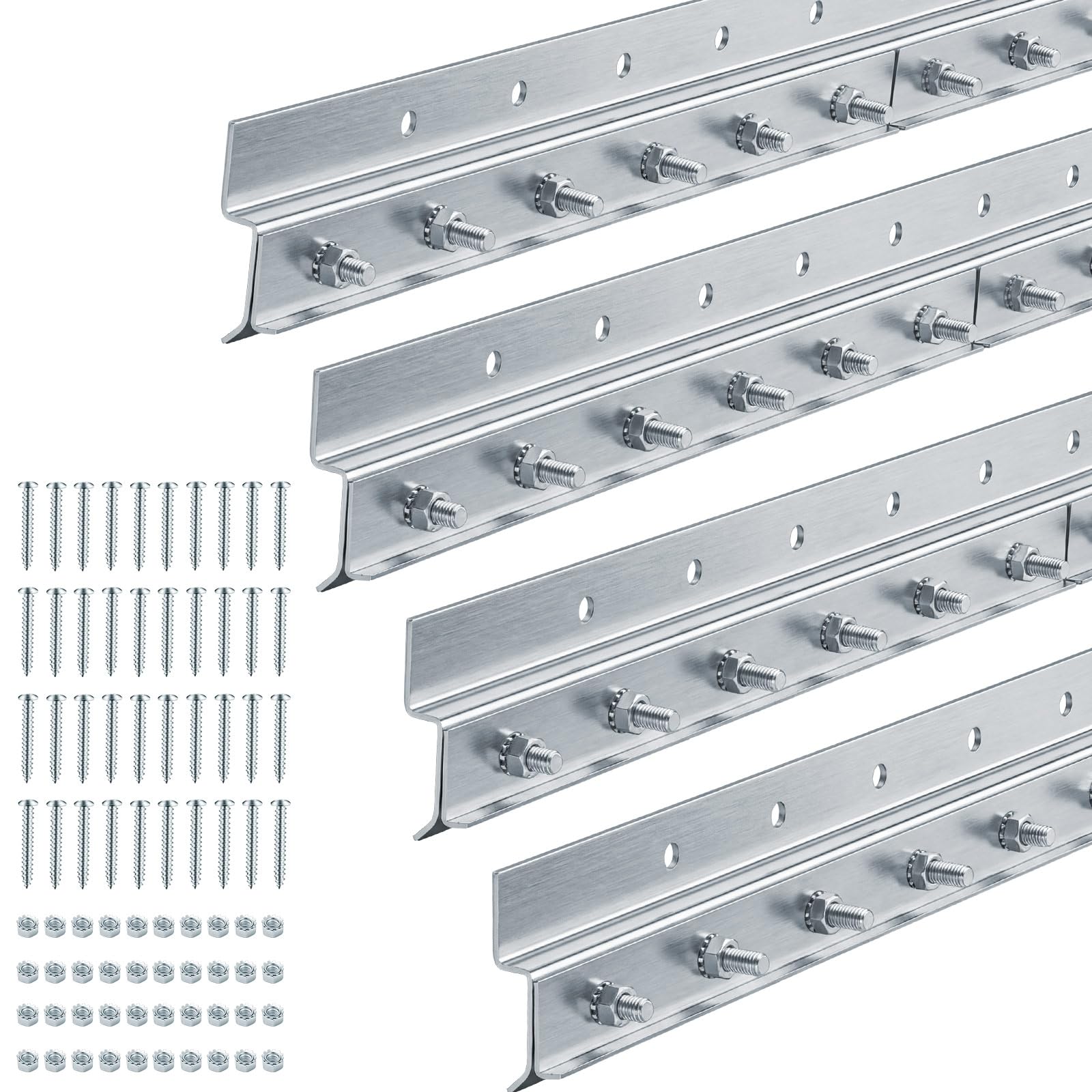 Strip Curtain Door Hardware, 16 Foot Galvanized Steel Commercial Industrial Mounting Strip Curtain Door Hanger Kit for Universal Jamb Frame or Wall Mount