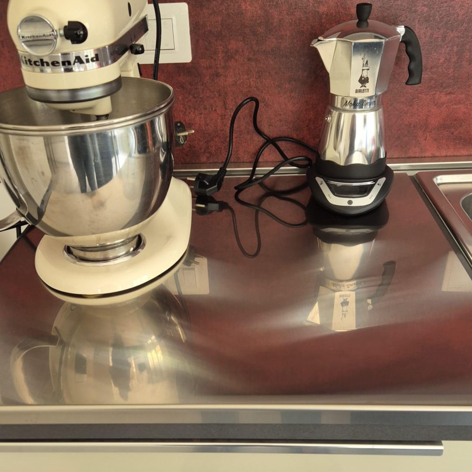 GIEMME Surface de travail inox 40 x 40 cm avec bord avant de 2 cm et tapis antidérapant – Idéale pour pétrir et étaler la pâte
