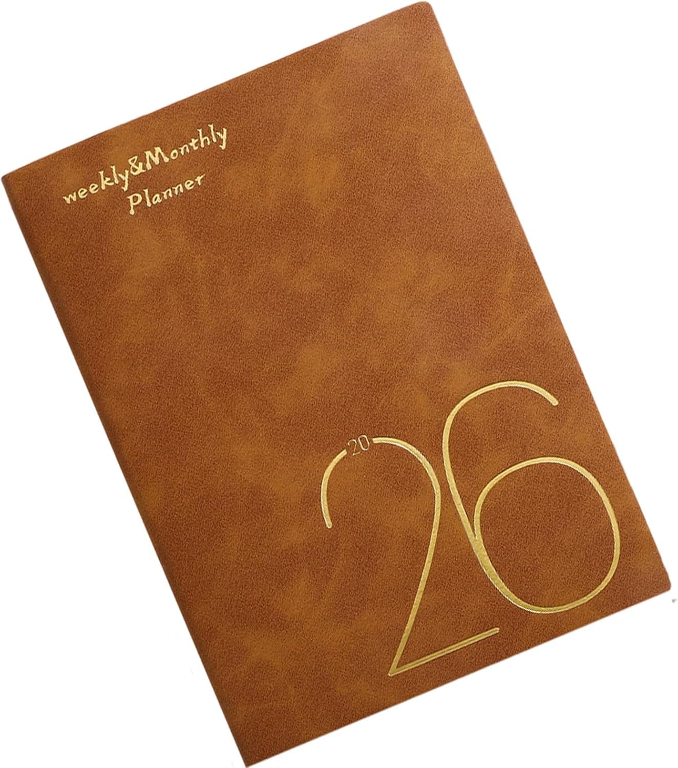 Bykiyevm 2026 Planner | Premium A5 Leather Weekly & Monthly English Diary Schedule Book | Simple Journaling Notebook (Brown) : Office Products