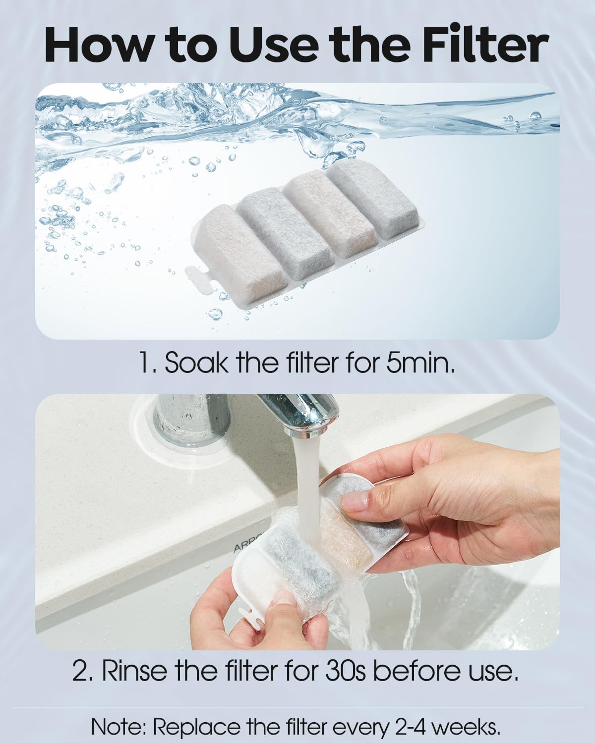 Veehoo 12 Pack Replacement Filters & 12 Pack Pre-Filter Sponges Set for 2.4Gal Dog Water Fountain, 6 Months Set of Replacement Filters for Dog Water Dispenser