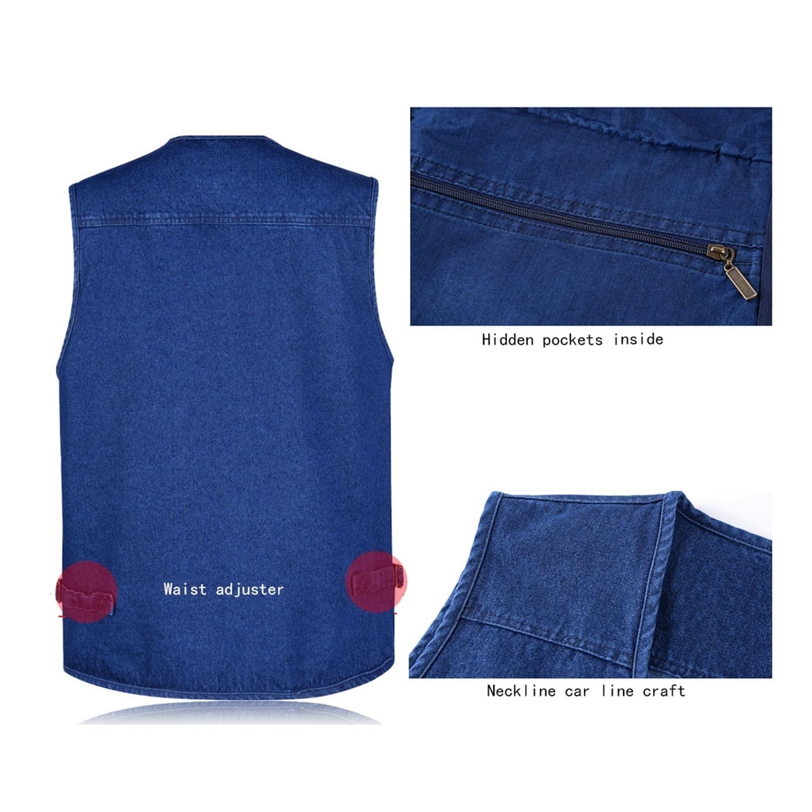 CLSQLXYJZC Gilet Leggero Uomo, Gilet Da Cowboy Estivo Versatile Da Uomo Multitasche Con Cerniera Per Pesca E Fotografia, Pesca Traspirante Fotografi, Per Safari Ed Escursionismo