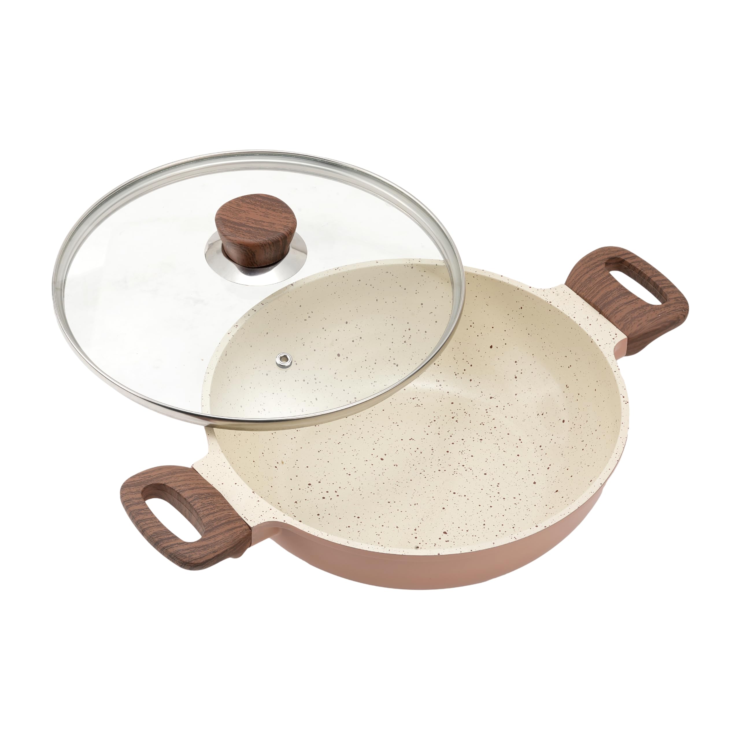 Vinod Ceravit Ceramic Deep Kadai with Glass Lid 24 cm (2.4 Litre) | Non Stick Cookware | PFAS & PFOA Free | Patented NMAC Natural Ceramic Coating | Metal Spoon Friendly | Gas & Induction Compatible-image-33