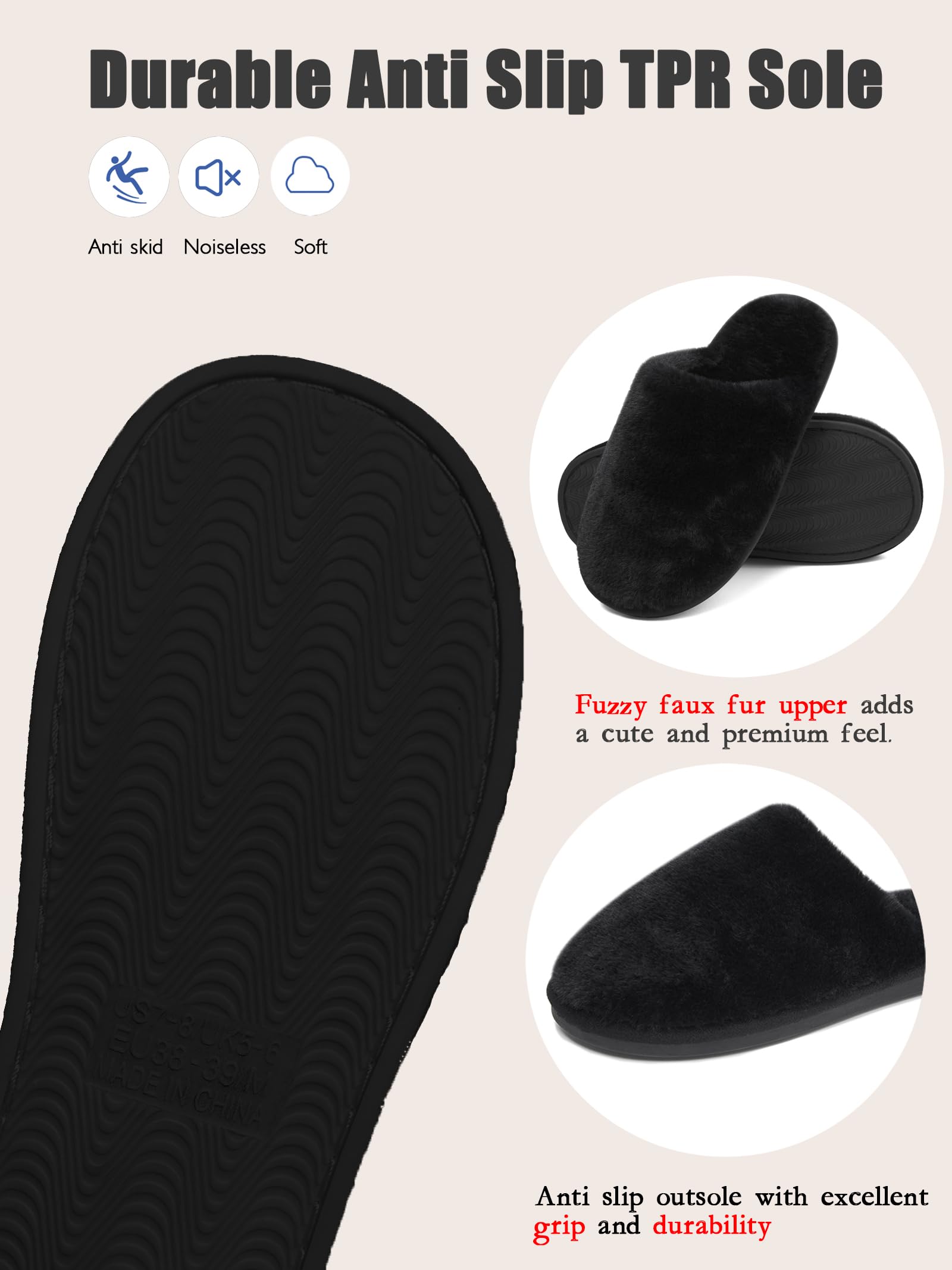 Pantofole Donna Uomo Invernali Ciabatte Pelose Peluche Calde with Memory Foam Imbottite Casa Antiscivolo Mocassino Scarpe Morbide Comode Unisex Eleganti