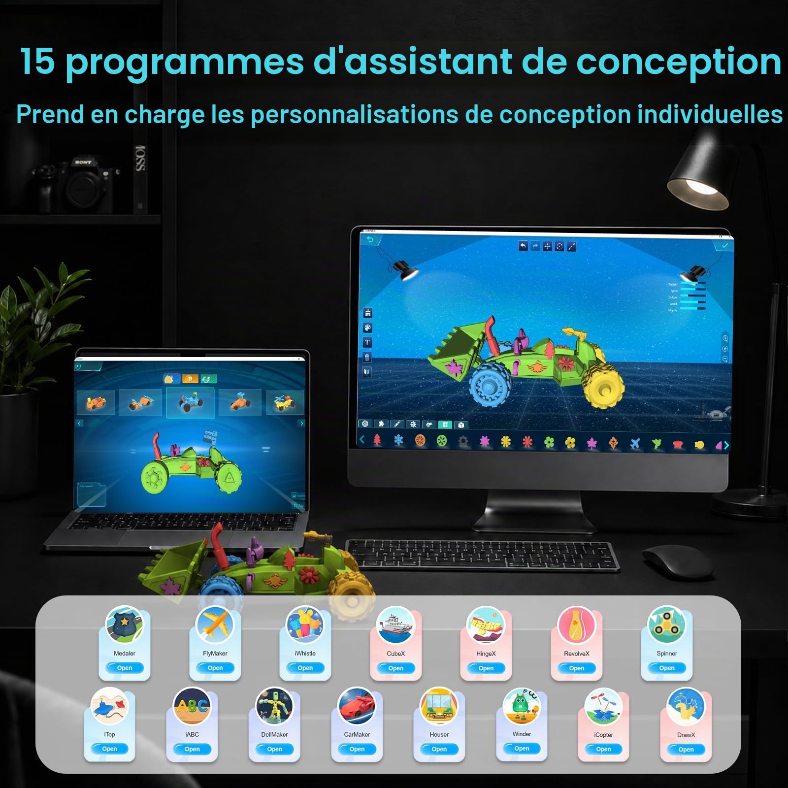 X-Maker Imprimante 3D avec Application de Conception, Grande Bibliothèque de Jouets, avec 15+ Mini Modules De Conception 3D,Imprimante 3D pour Enfants,Convient pour L'École Et La Maison, Équipé De